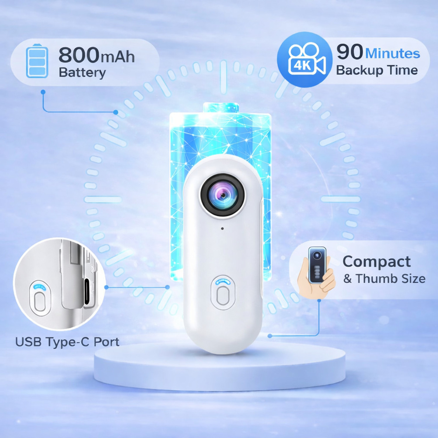 Image of Cubonic Microx 4K Ultra HD| Thumb Size WebCam BodyCam DashCam| CMOS Sensor| 1 Button Rec. Enabled |Wifi Real Time App Conrol| Camcorder| Waterproof| 800Mah Sports and Action Camera