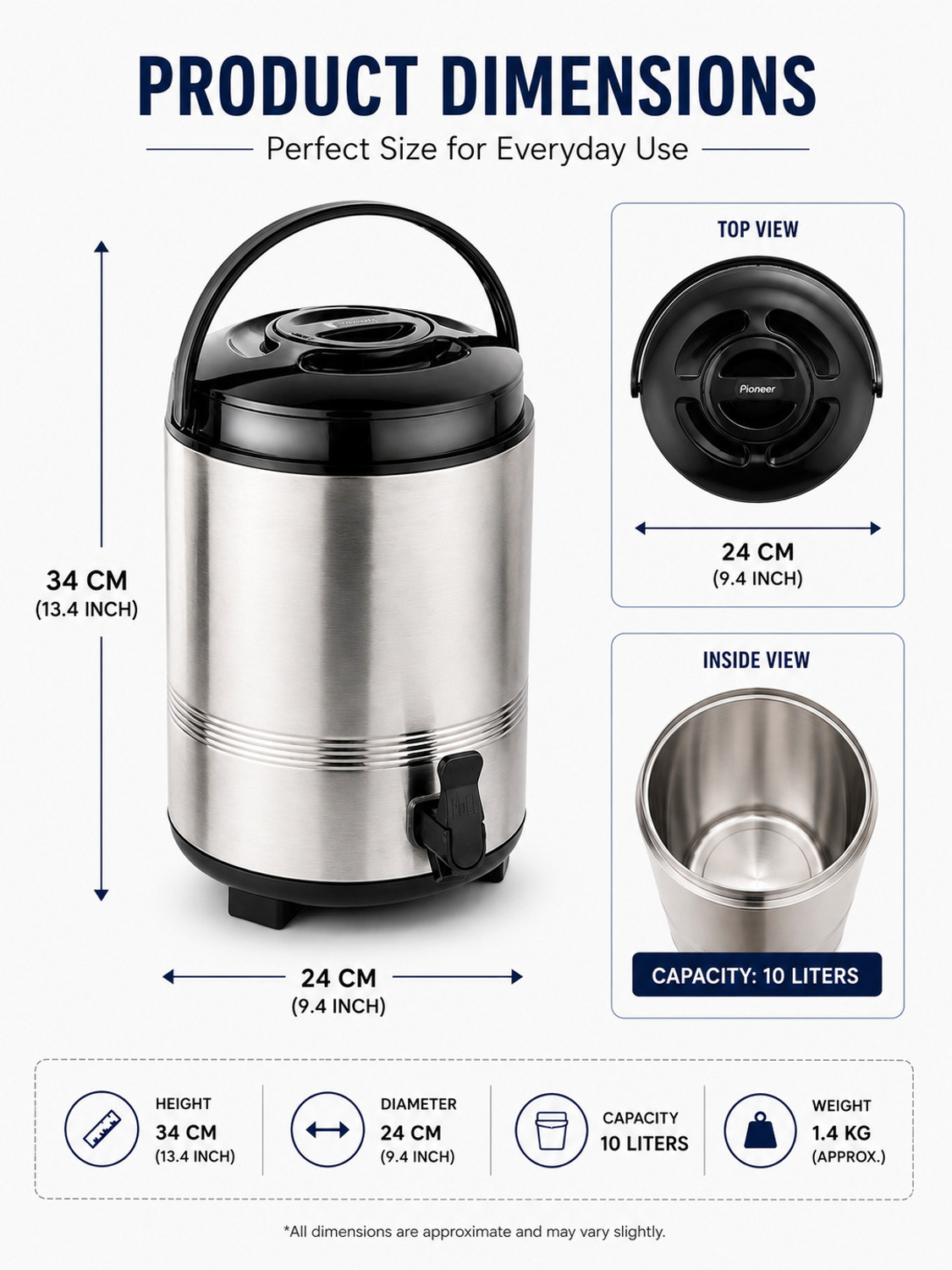 Image of Viraj Prime Water jug Steel Hot and Cold 10 litre, for Kitchen Home Office Travel Bottom Loading Water Dispenser