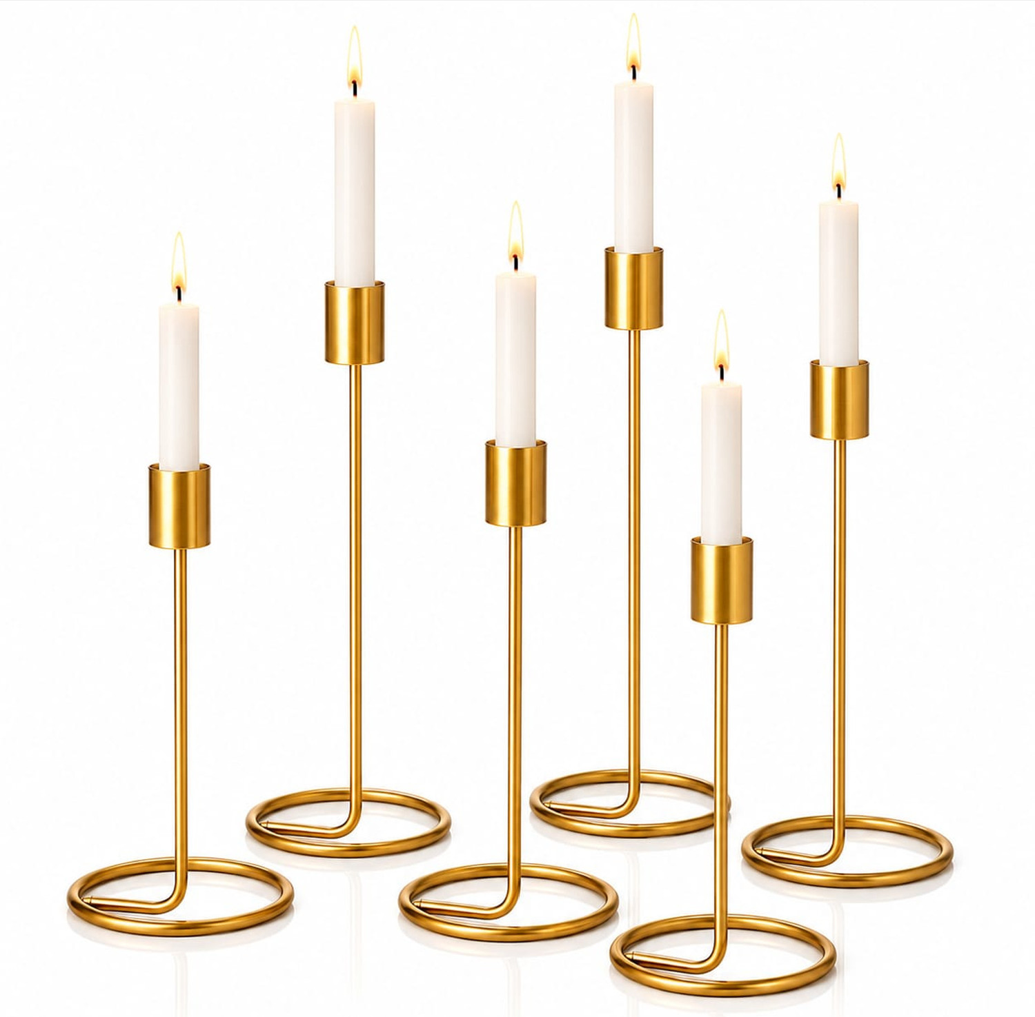 Image of UM Heritage Living Metal Candle Stand Set of 6 for Home Decor, Iron 6 - Cup Candle Holder Set