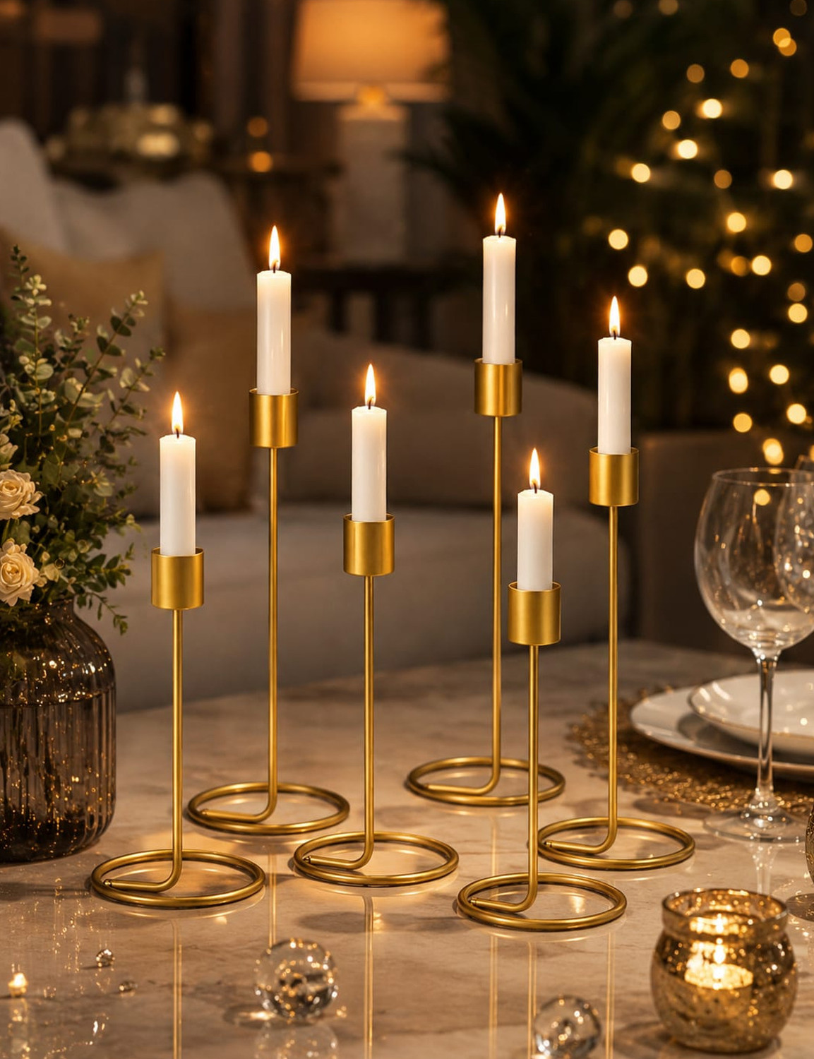 Image of UM Heritage Living Metal Candle Stand Set of 6 for Home Decor, Iron 6 - Cup Candle Holder Set