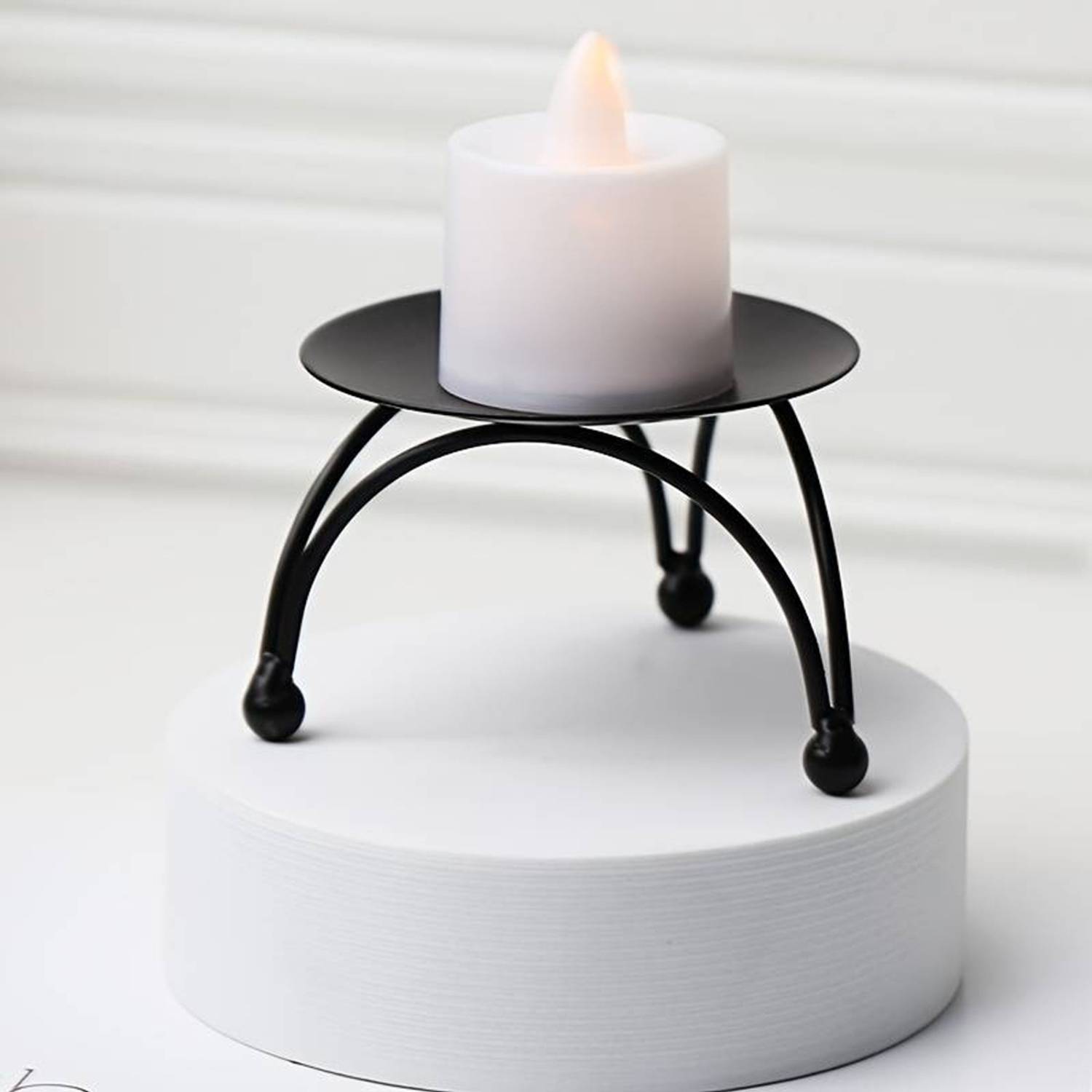 apardecor IRON TEALIGHT HOLDER WITH BLACK FINISH Iron 1 - Cup Candle Holder