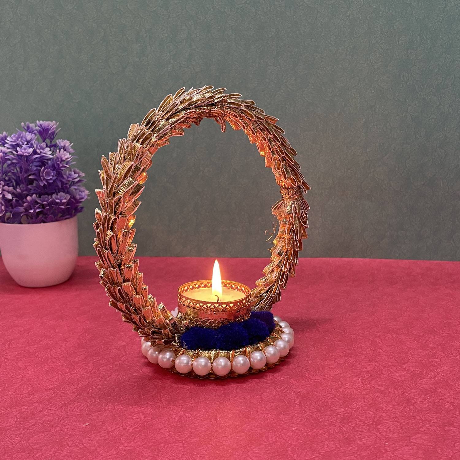 AorviDesigns Tealights Candle Holder Diwali Decoration/Home Decoration/Festive Deepawali Iron 1 - Cup Tealight Holder