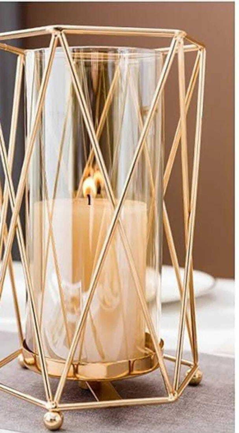 apardecor Home Decoration Glass Vase and Candle Holder Iron 1 - Cup Tealight Holder