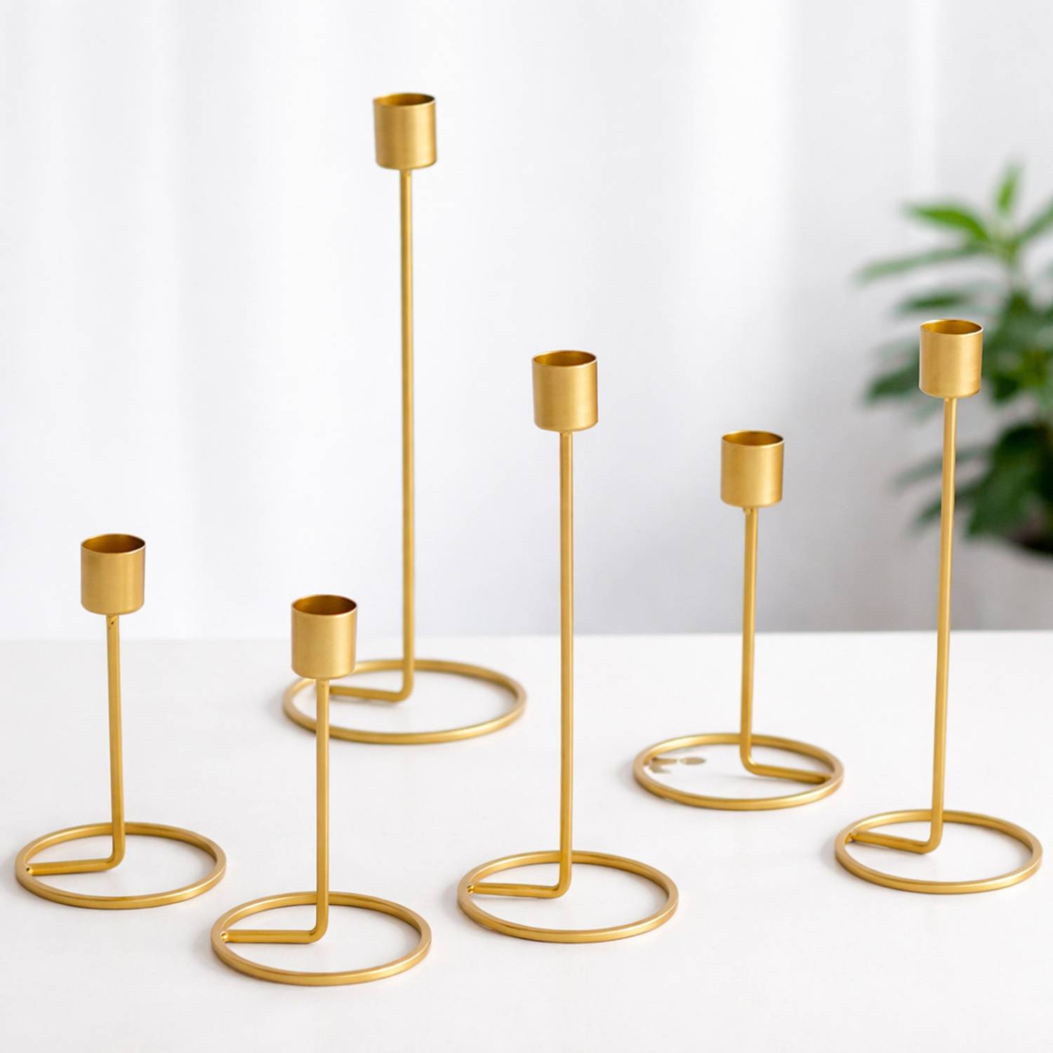 AKLVXURYMART Premium Gold Metal Taper Candle Holder Set of 6 Iron 6 - Cup Candle Holder Set