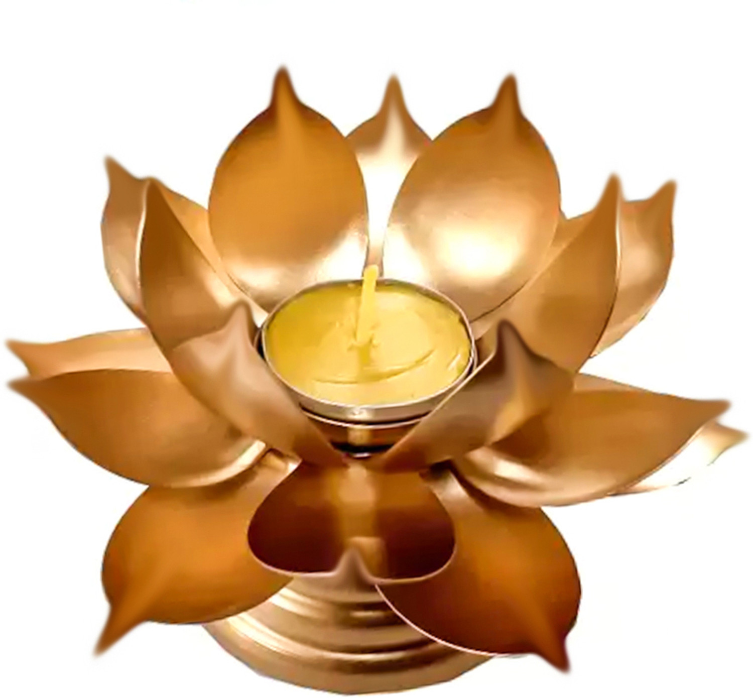 Image of Easyera Iron Beautiful Design Lotus Shaped Candle Holder Stand Iron 2 - Cup Candle Holder