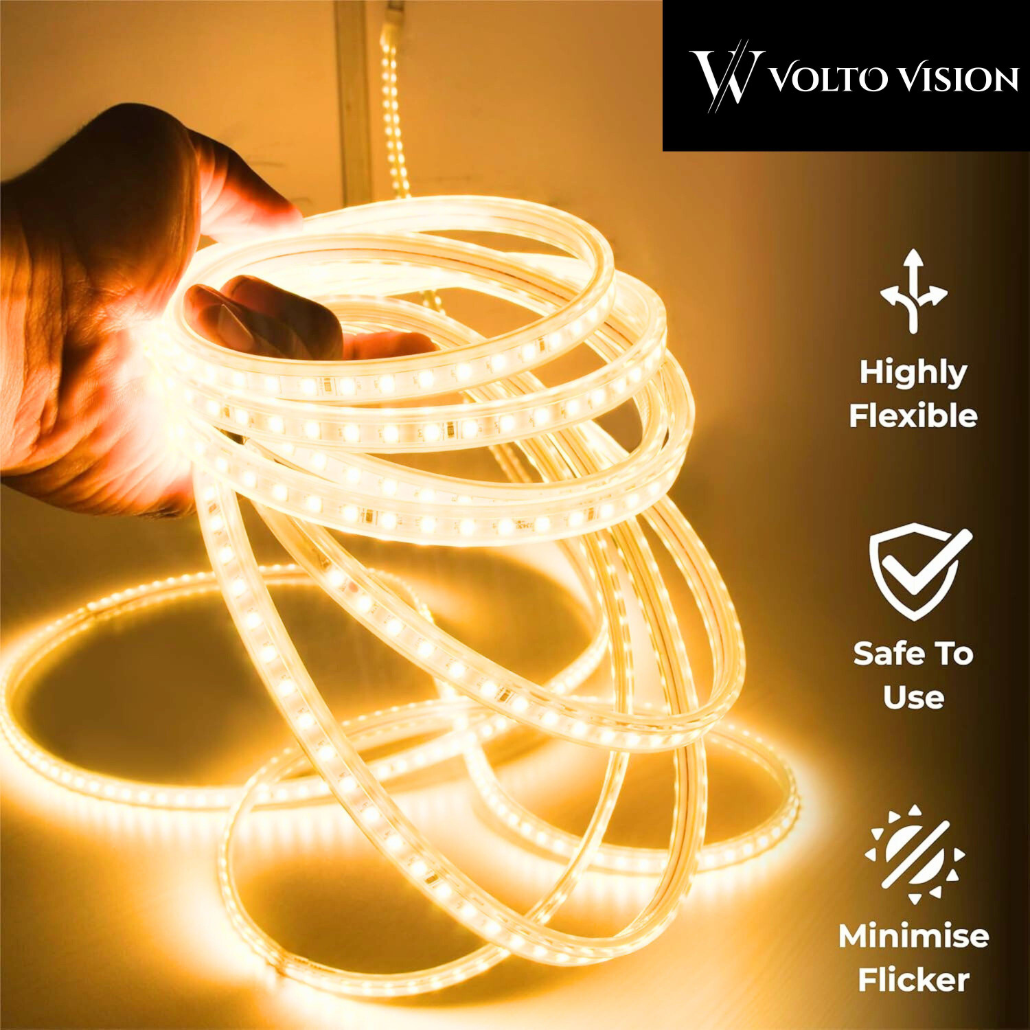 Image of Volt Vision 1300 LEDs 10 m Yellow Steady Strip Rice Lights