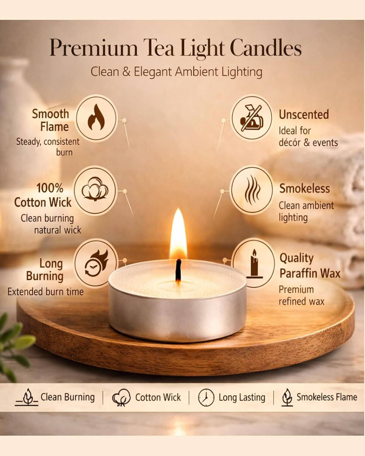 Image of Onlinch Pack of 50 White Tealight Candles | Decorative Candle 1001 Candle (White, Pack of 50)
