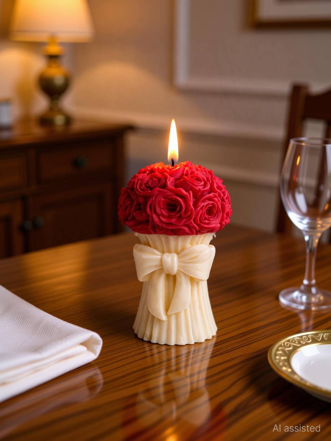 Bohobucket Rose Bouquet Candle_Red & White_Pack of 1 Candle
