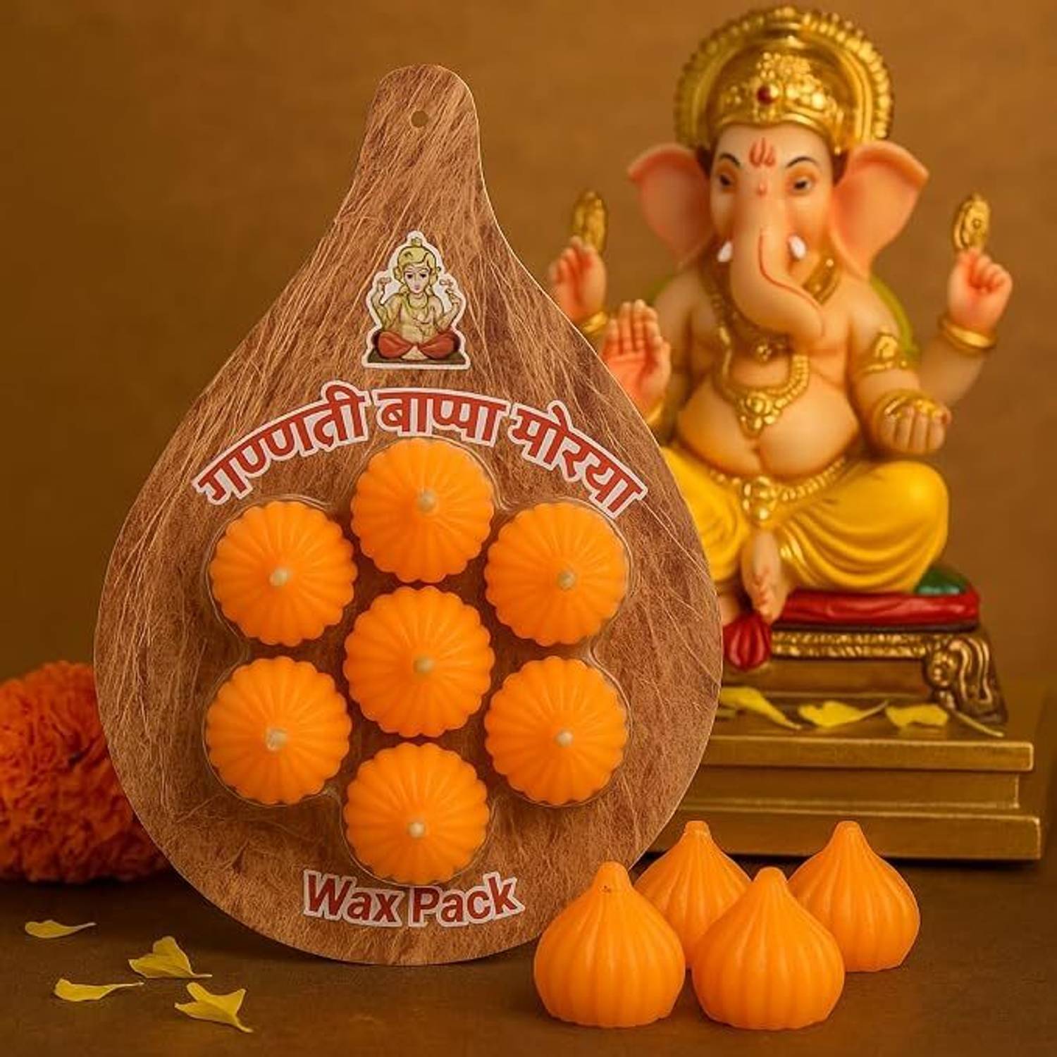EkamVyom Ganpati Bappa Modak Wax Candles Set of 7 Candle