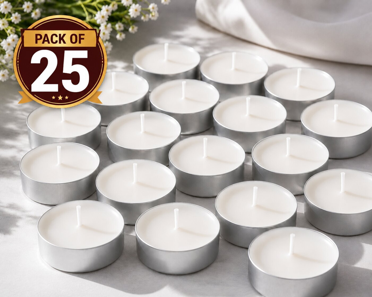 Image of CHIKLIT ENTERPRISE Unscented Tea Light Candle (White, Pack of 25) Candle