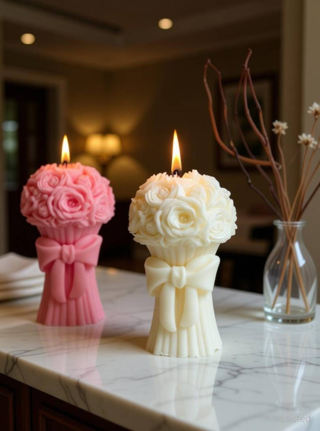 Bohobucket Luxury Rose Bouquet Soy Wax Candles | Decorative Gift Candle Candle