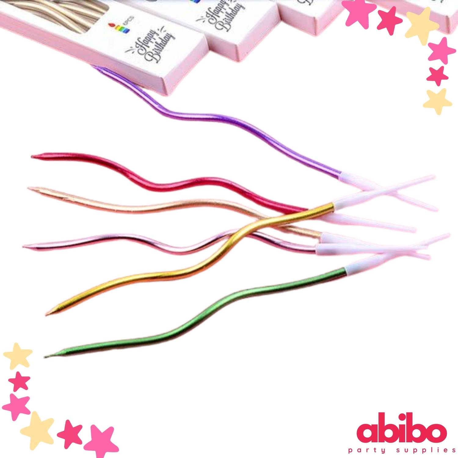 Abibo Party Supplies Metallic Twisty Spiral Candles 12 Pcs Birthday Party Candle