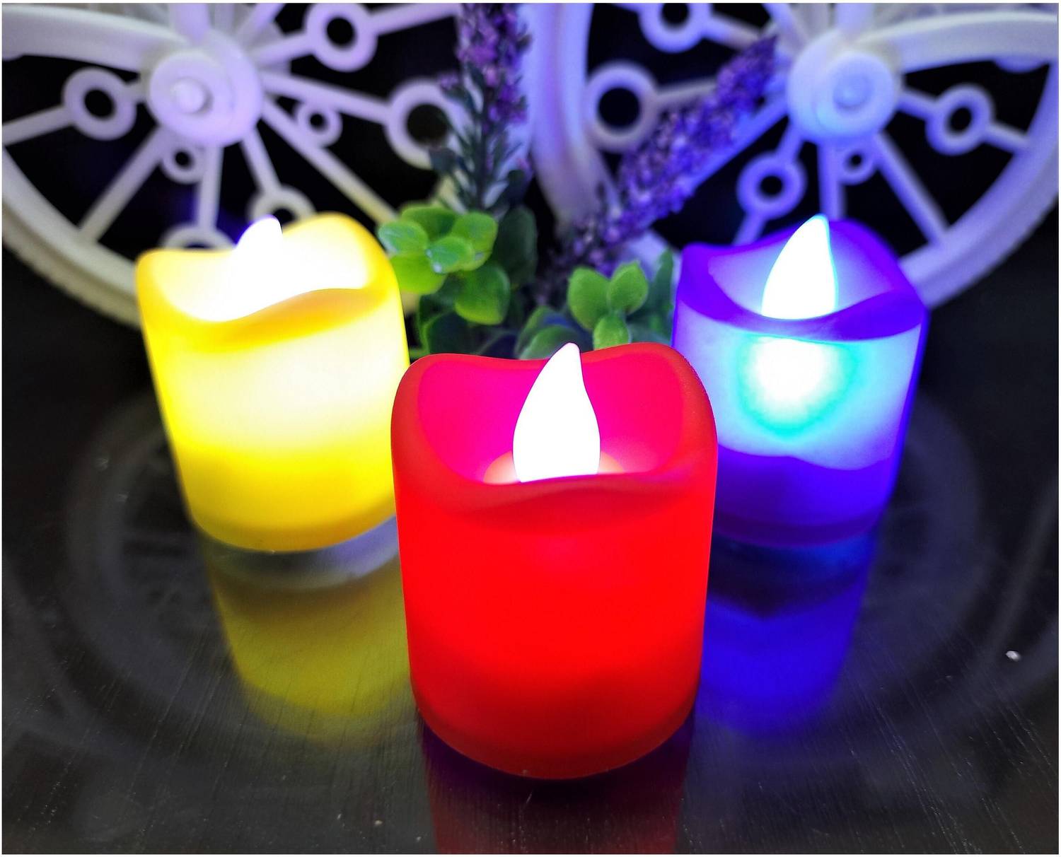 AFTERSTITCH multi colour changing battery operative romantic candle led set of 3 (battery included) Candle