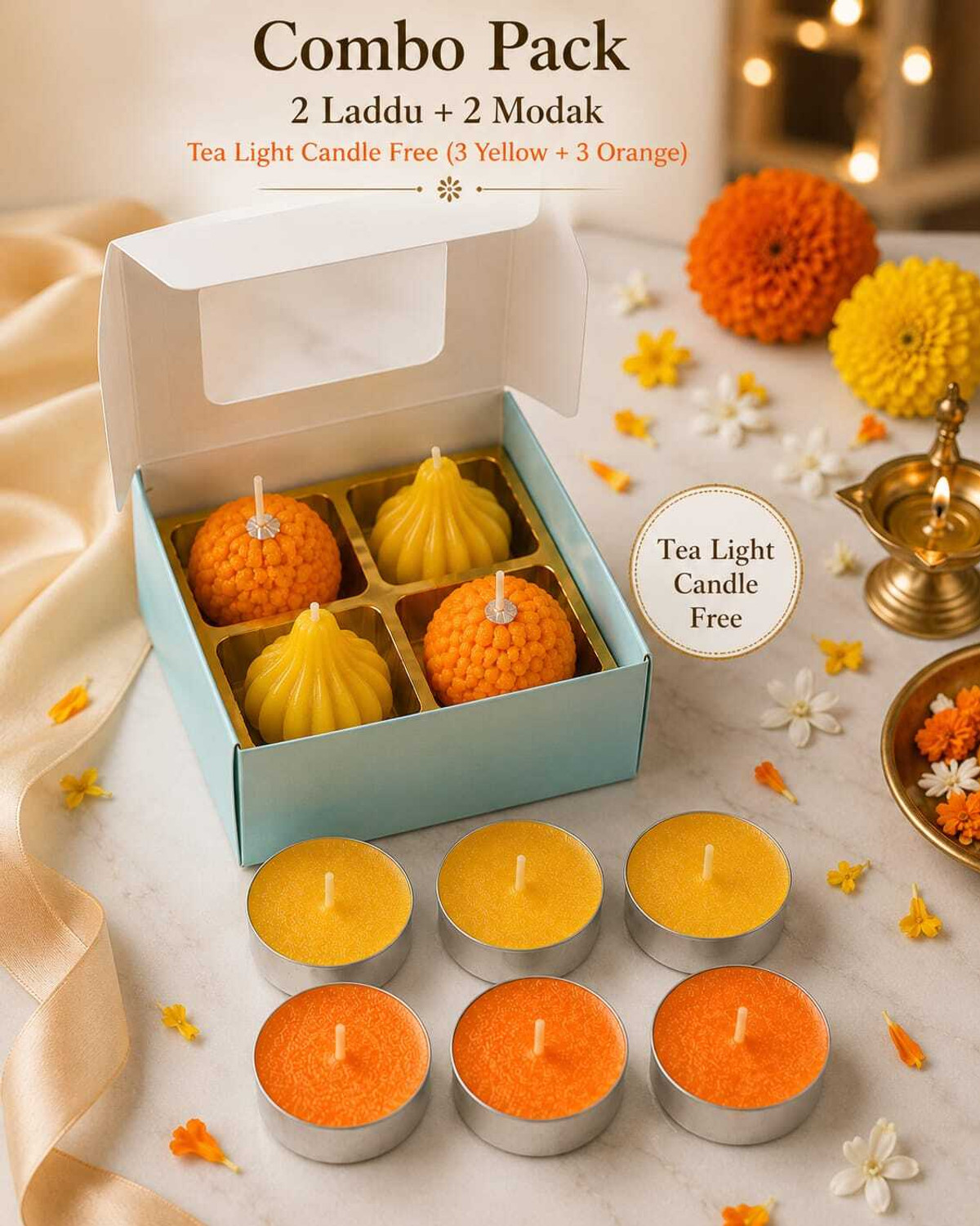 Image of AROK Laddu Modak combo Candle (Multicolor, Pack of 10)