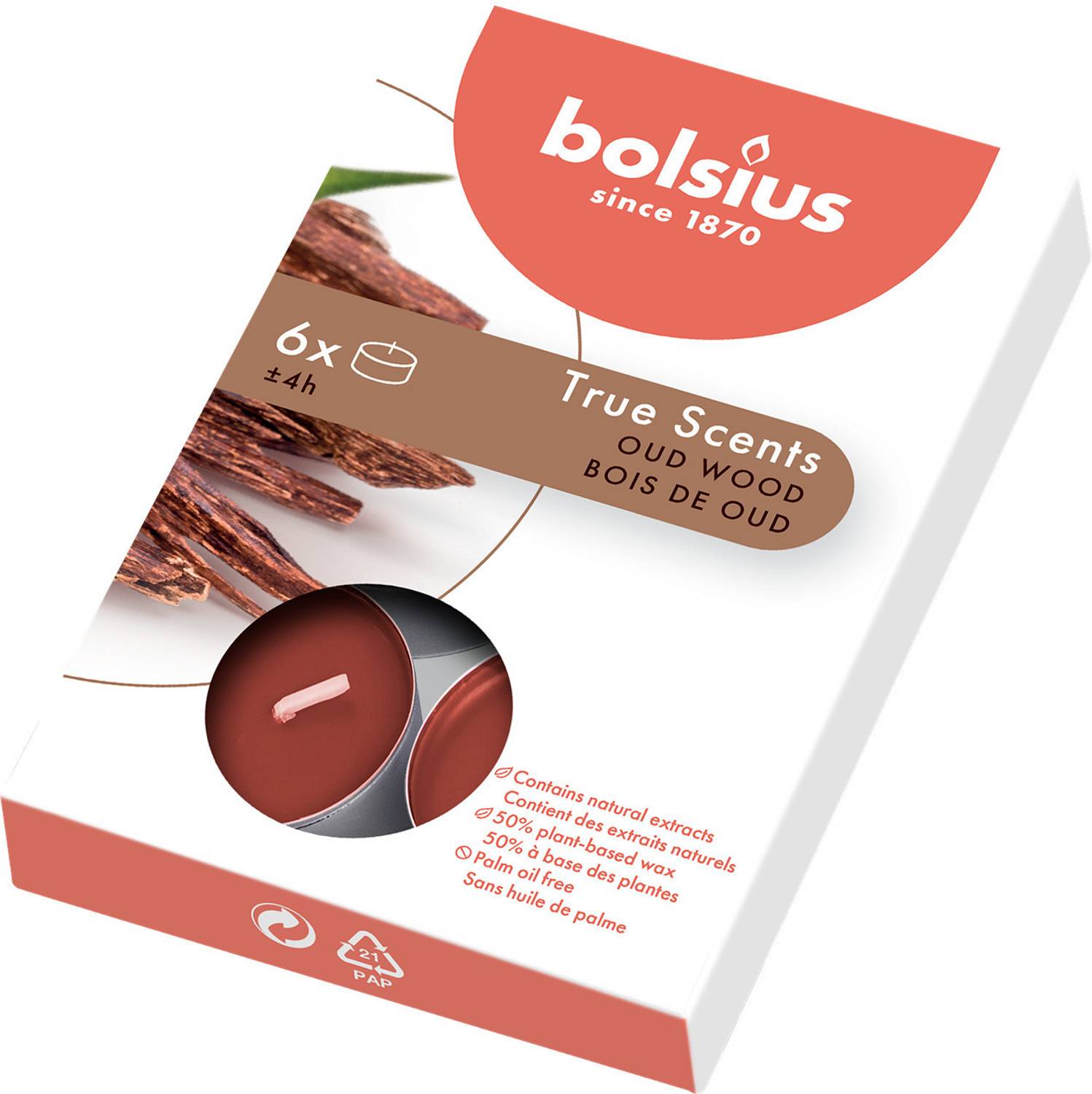 Bolsius Tealights 4hr box 6 TRUE SCENTS Candle