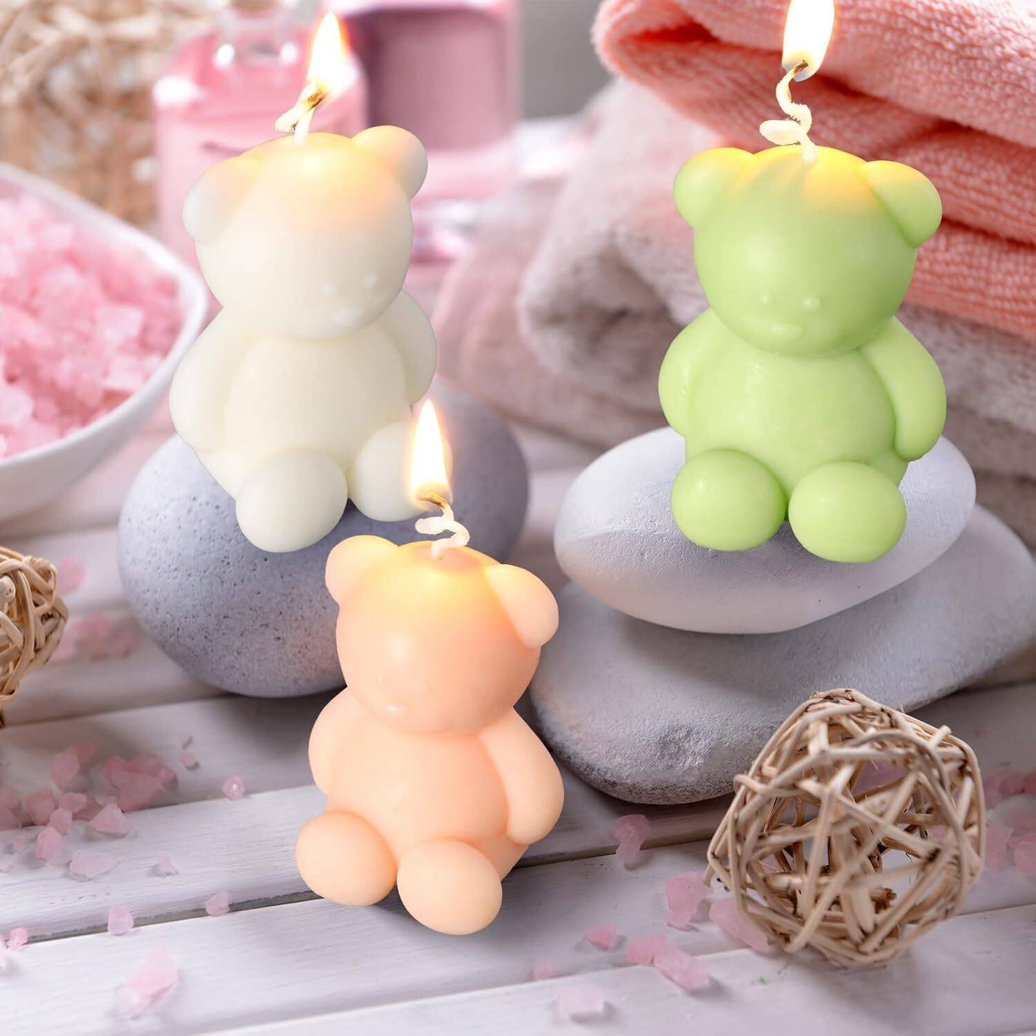 Aile Craft Scented Teddy Bear Candles, Handmade Mini Bear Candles, Decorated Soy Wax Candle Candle