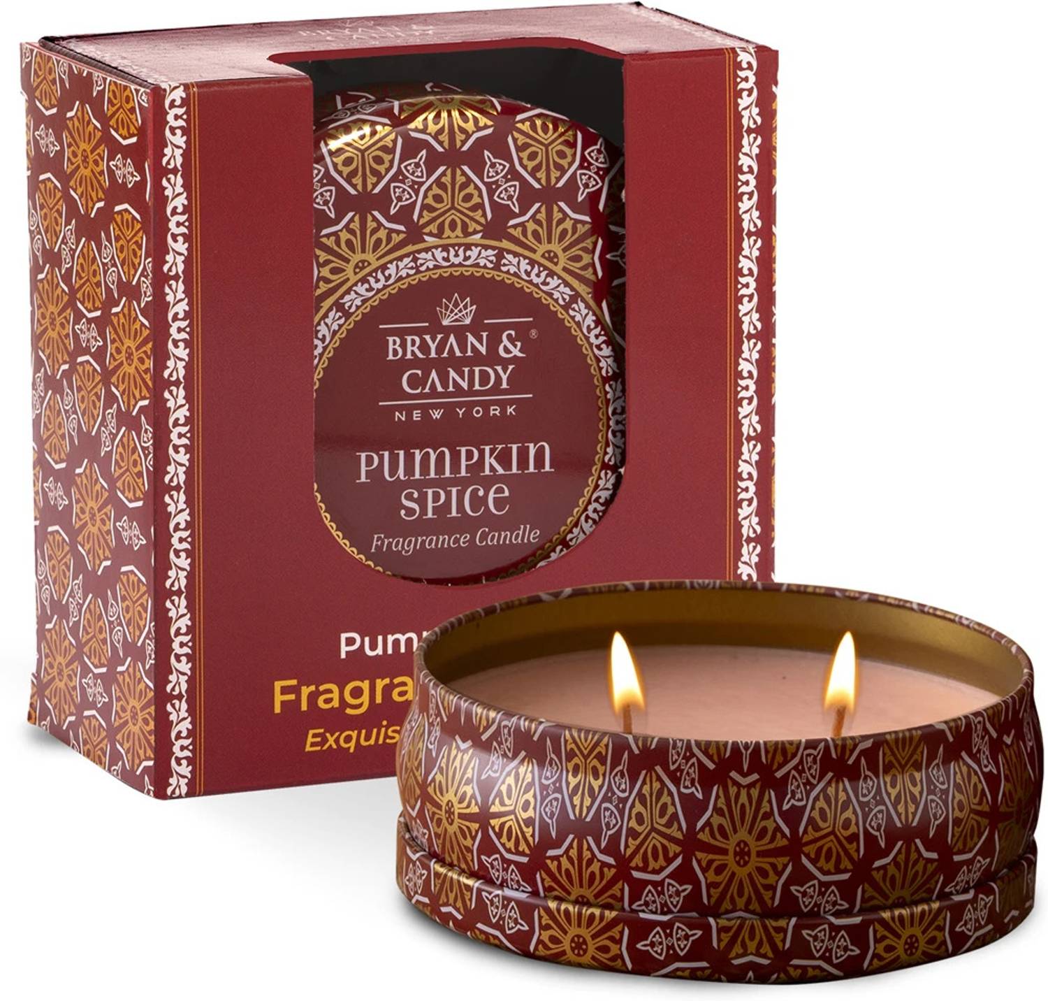 Bryan & Candy PUMPKIN SPICE, Aromatherapy, 184 gm Soy Wax Eco Friendly Printed Tin Candle