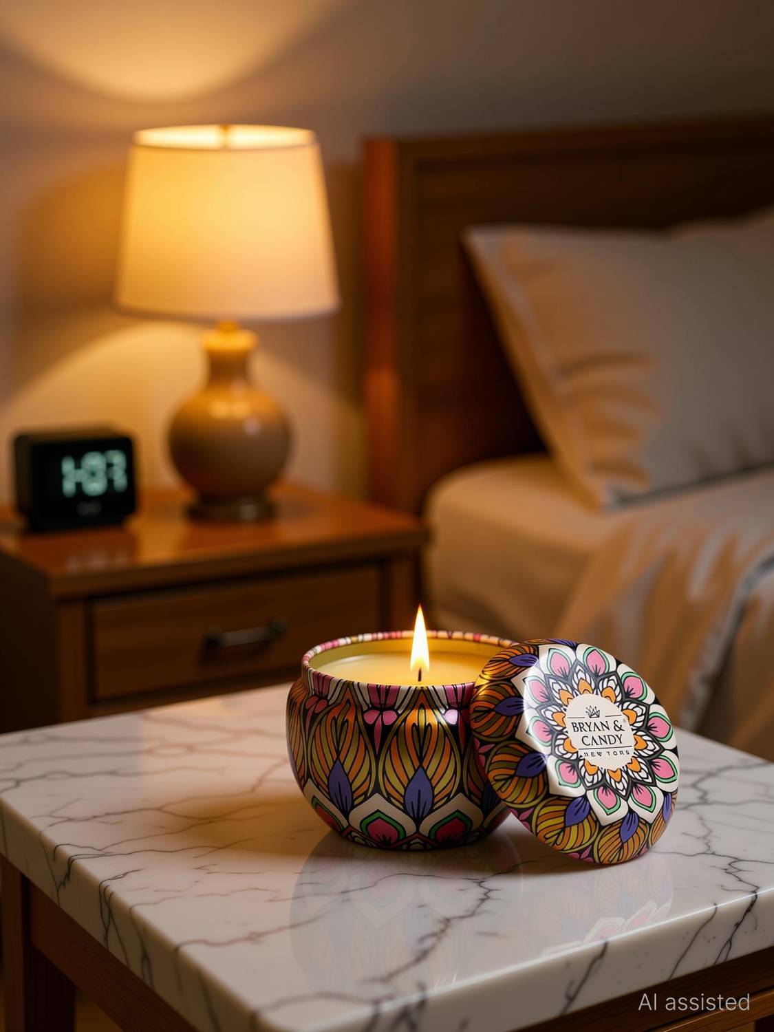 Bryan & Candy Lavender Citrus , Bulgerian Rose , Turquoise Blue , Spiced Apple Scented Candle