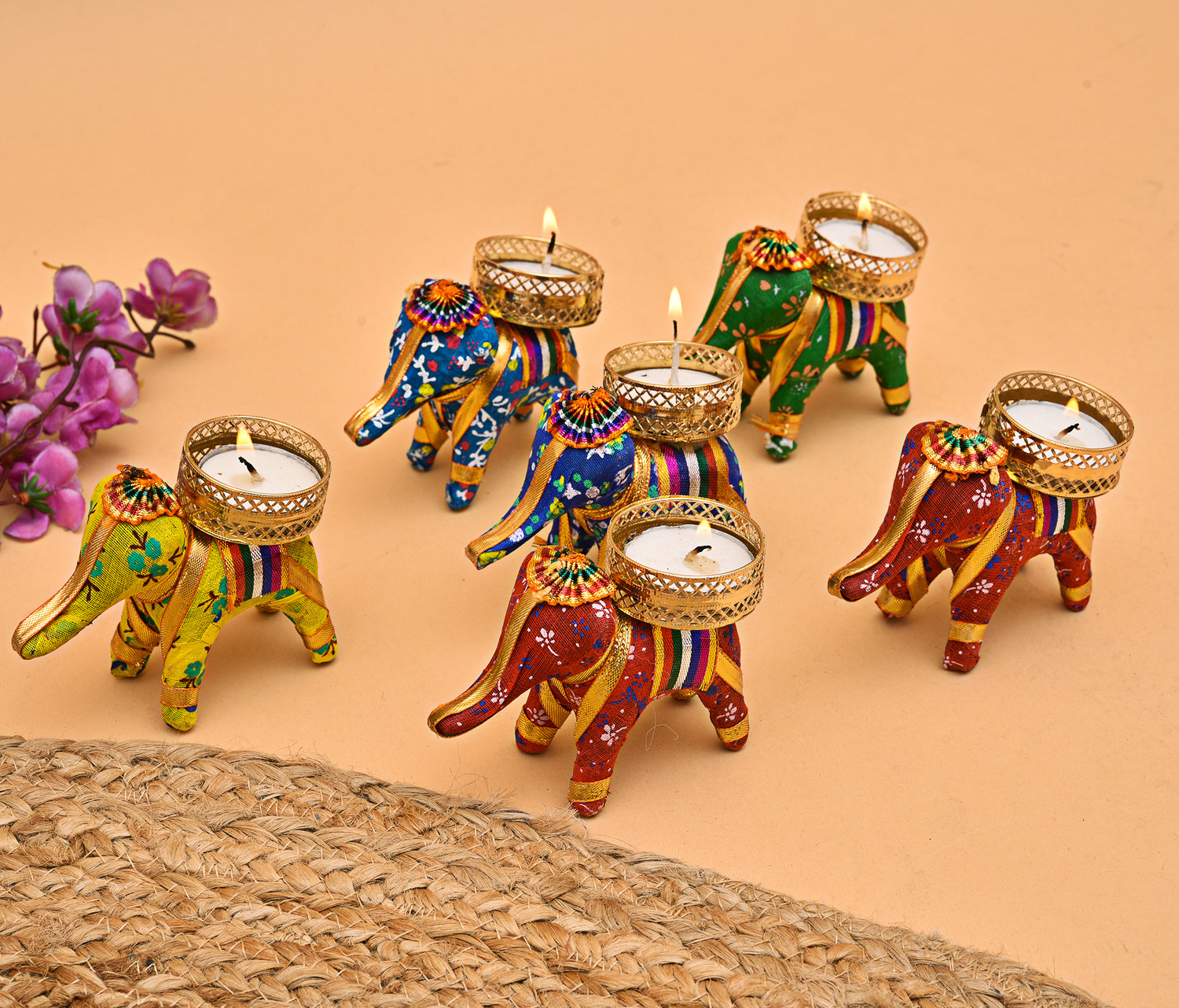 Image of PRIDE STORE Elephant Tealight Candle Holder For Diwali Navratri Decoration Candle