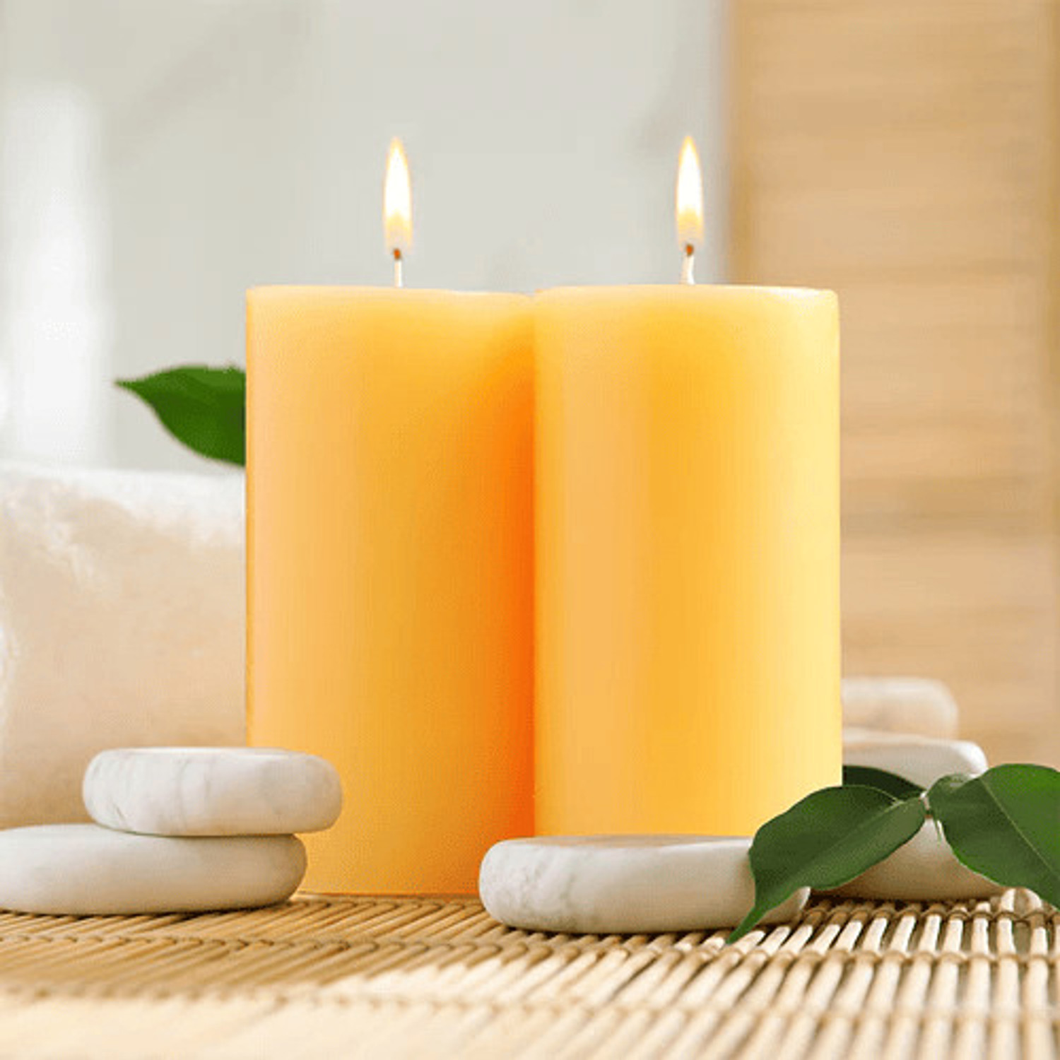 Image of IRIS Set of 2 Fragranced Pillar Candle - Mango Sorbet Candle