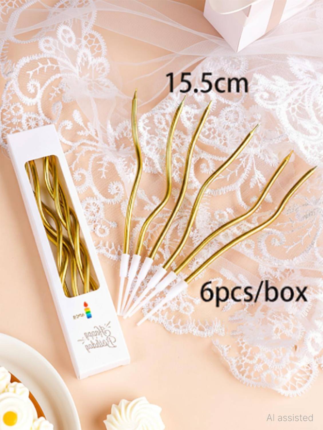 AnoraCraft Birthday Candles Set Metallic Curly Coil Candles with Holders Candle