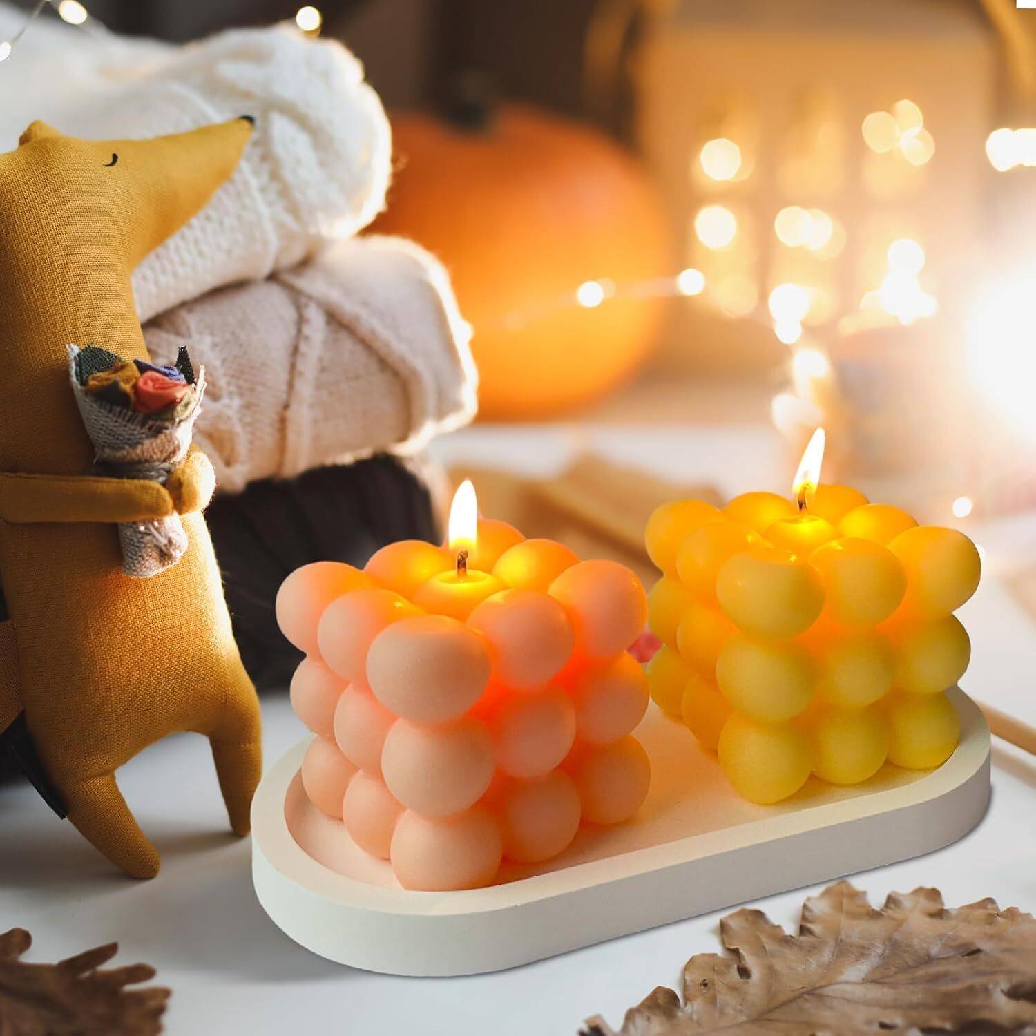 Aile Craft Rose & Lemongrass Scented Bubble Candle Soy Wax Aromatherapy Cube Shaped Candles Candle