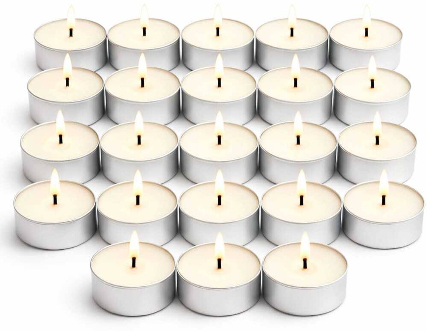 Al Aromatic Light Paraffin Wax Tealight Candles 25 pcs Silver White Radium Strip Aluminium Cup Candle