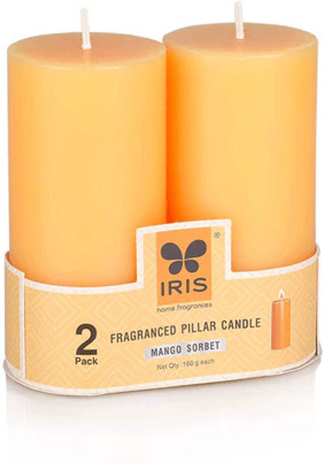 Image of IRIS Set of 2 Fragranced Pillar Candle - Mango Sorbet Candle