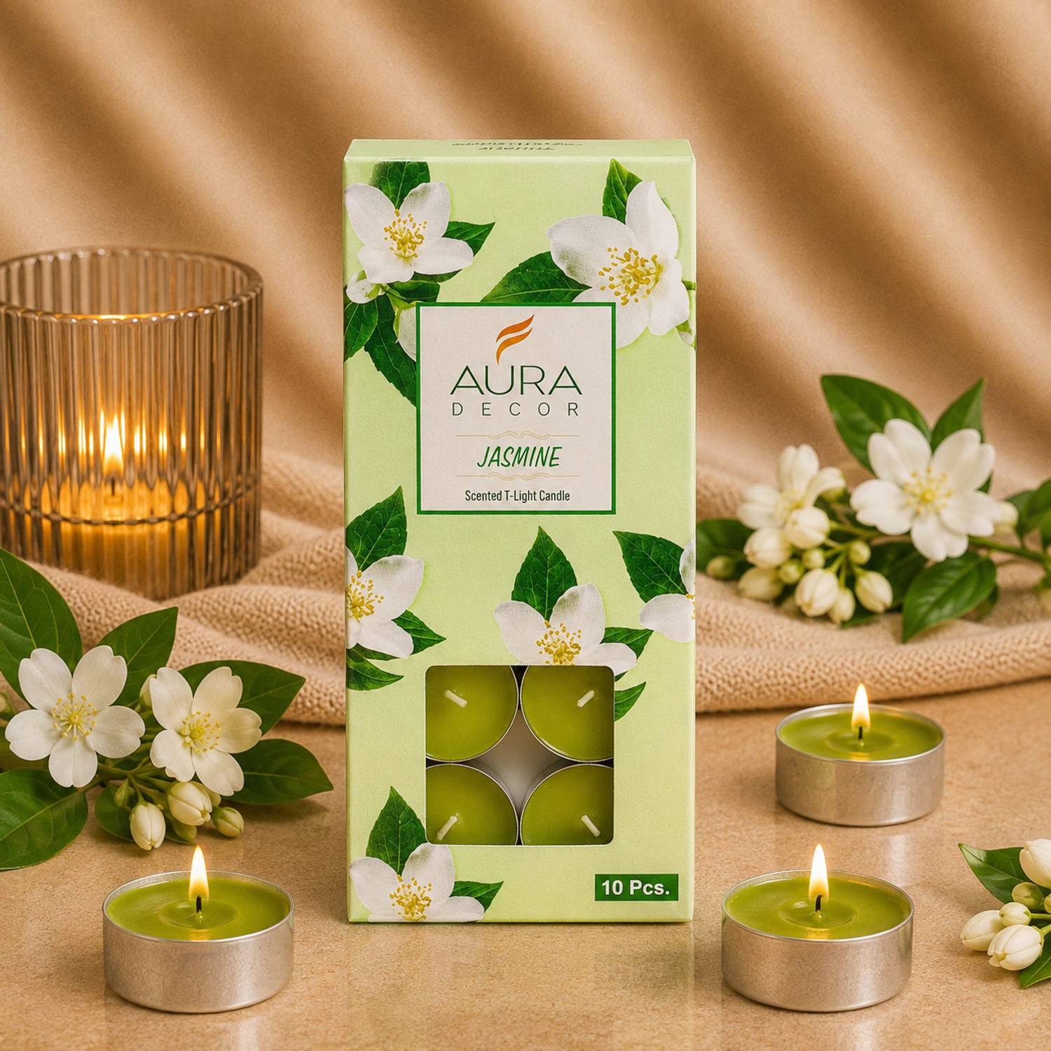 AuraDecor Jasmine Fragrance Pack of 10 Candle
