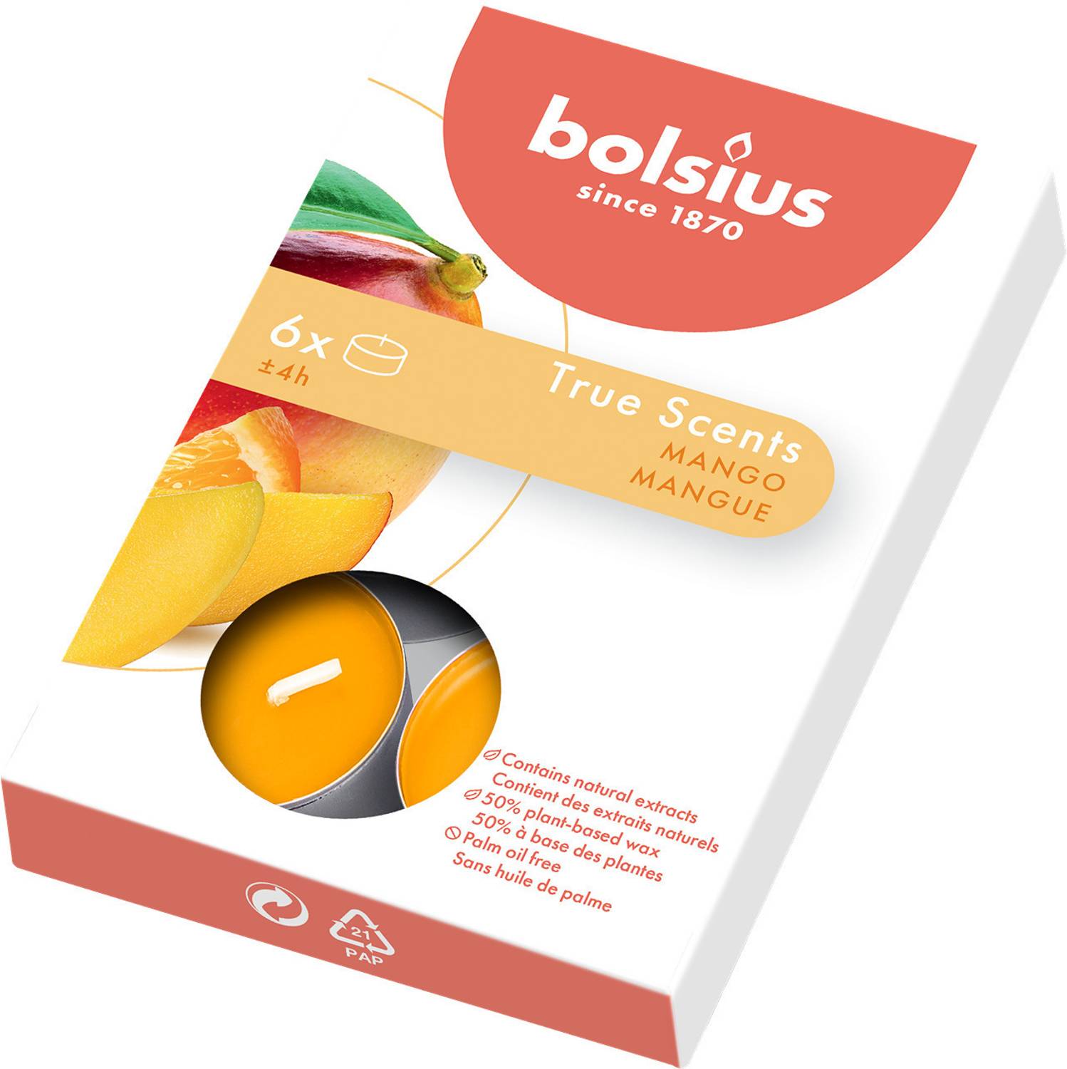 Bolsius Tealights 4hr box 6 TRUE SCENTS Candle