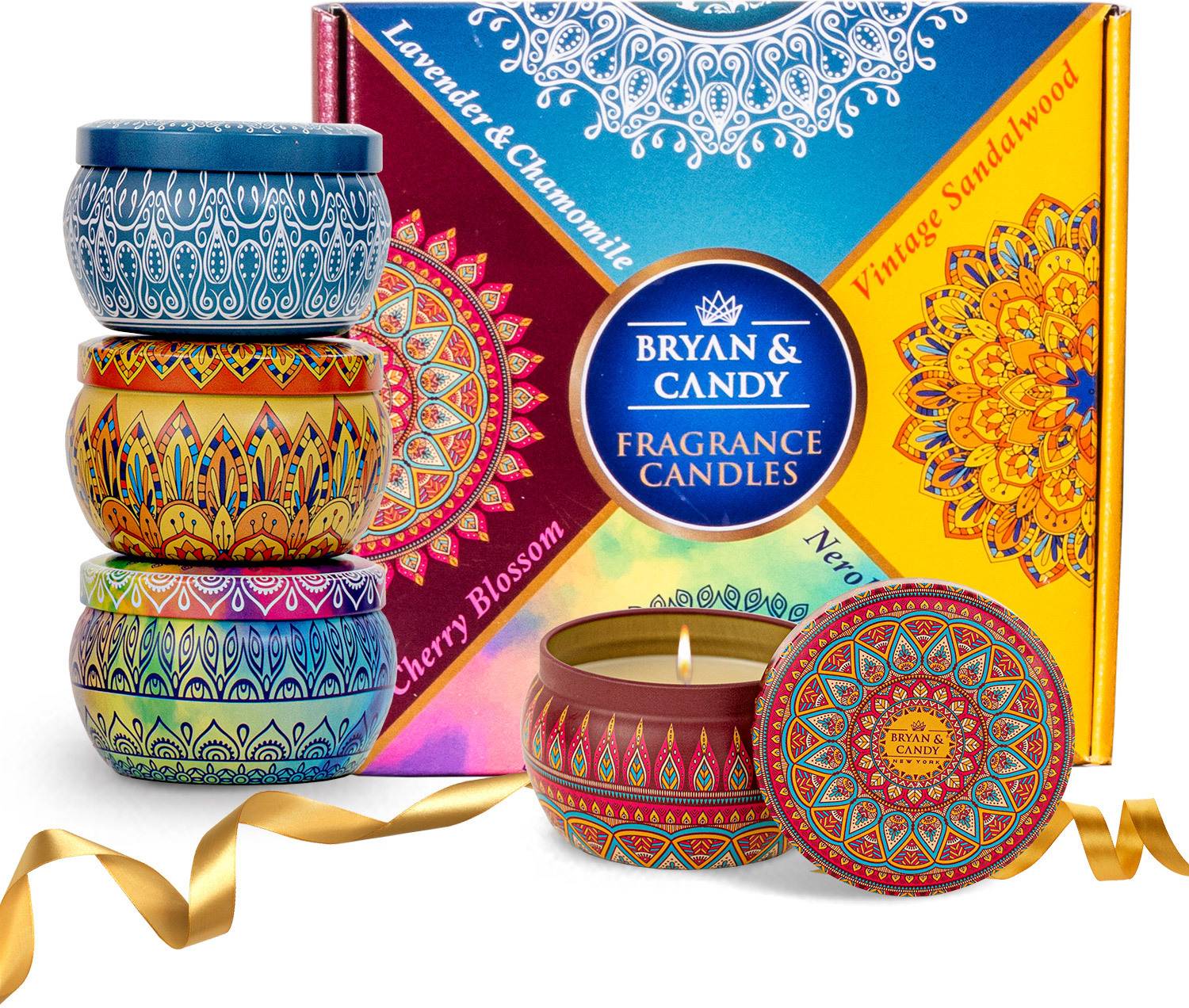 Bryan & Candy Cherry Blossom,Vintage Sandalwood,Neroli & Honeycomb,Lavender & Chamomile Scent Candle