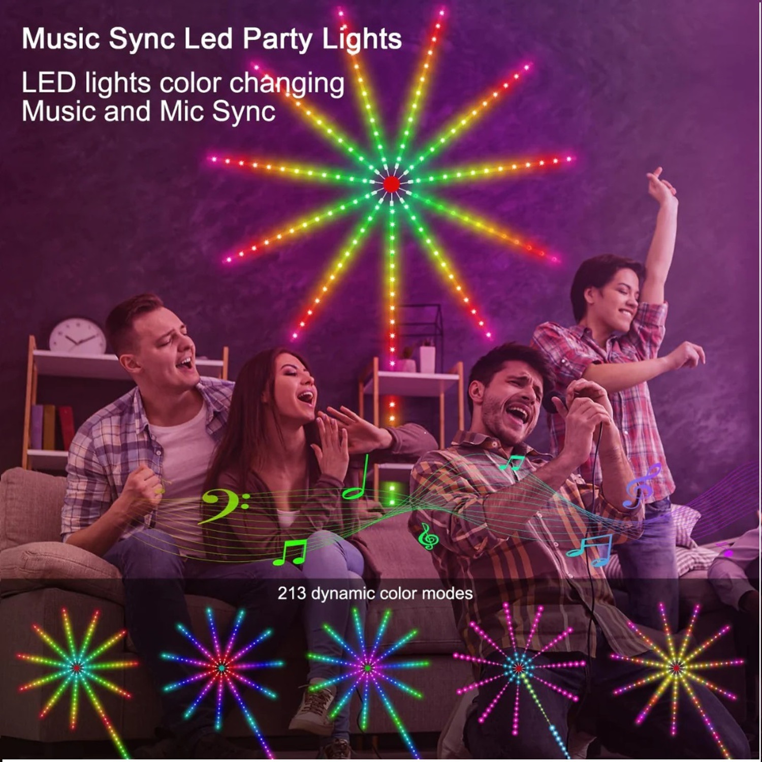 Image of FITUP Firework LED Strip Light RGB Launch Effect Music /Mic Sync Color Changing Candle