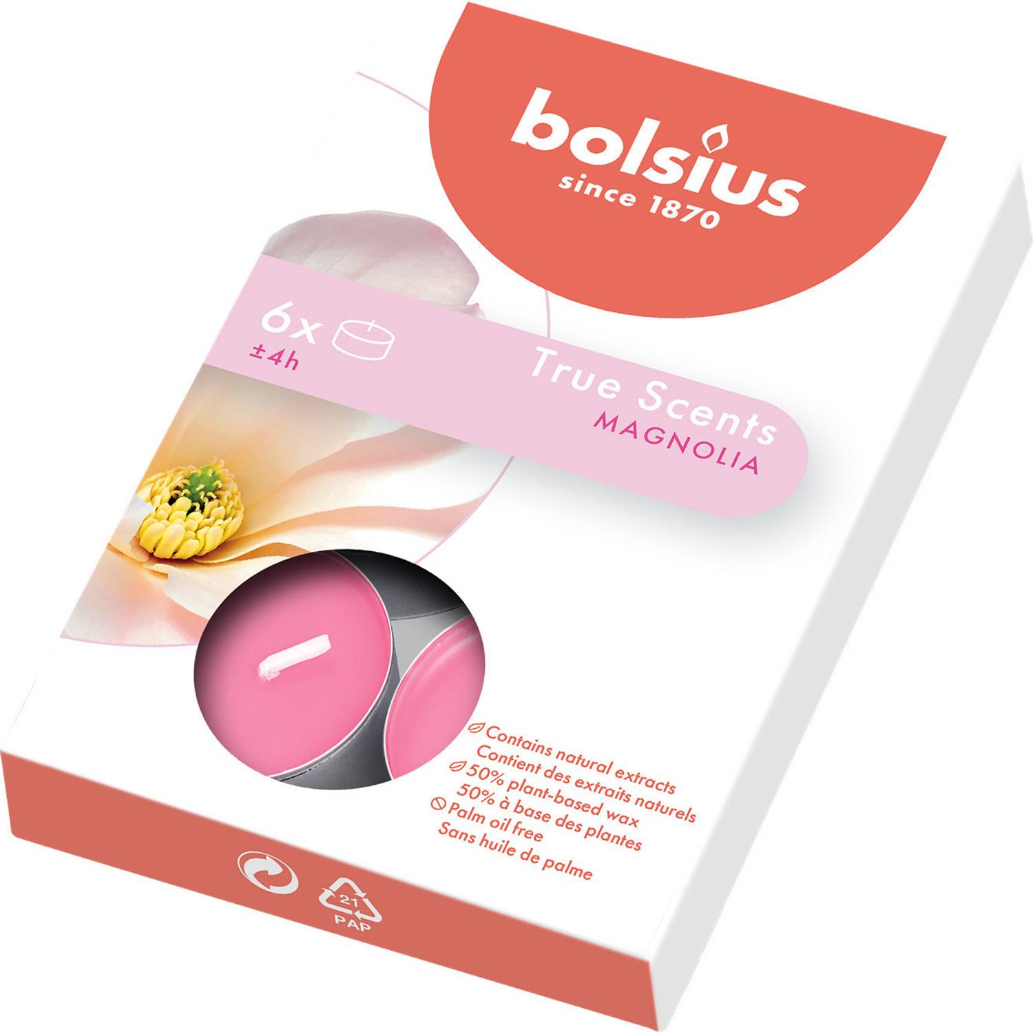 Bolsius Tealights 4hr box 6 TRUE SCENTS Candle