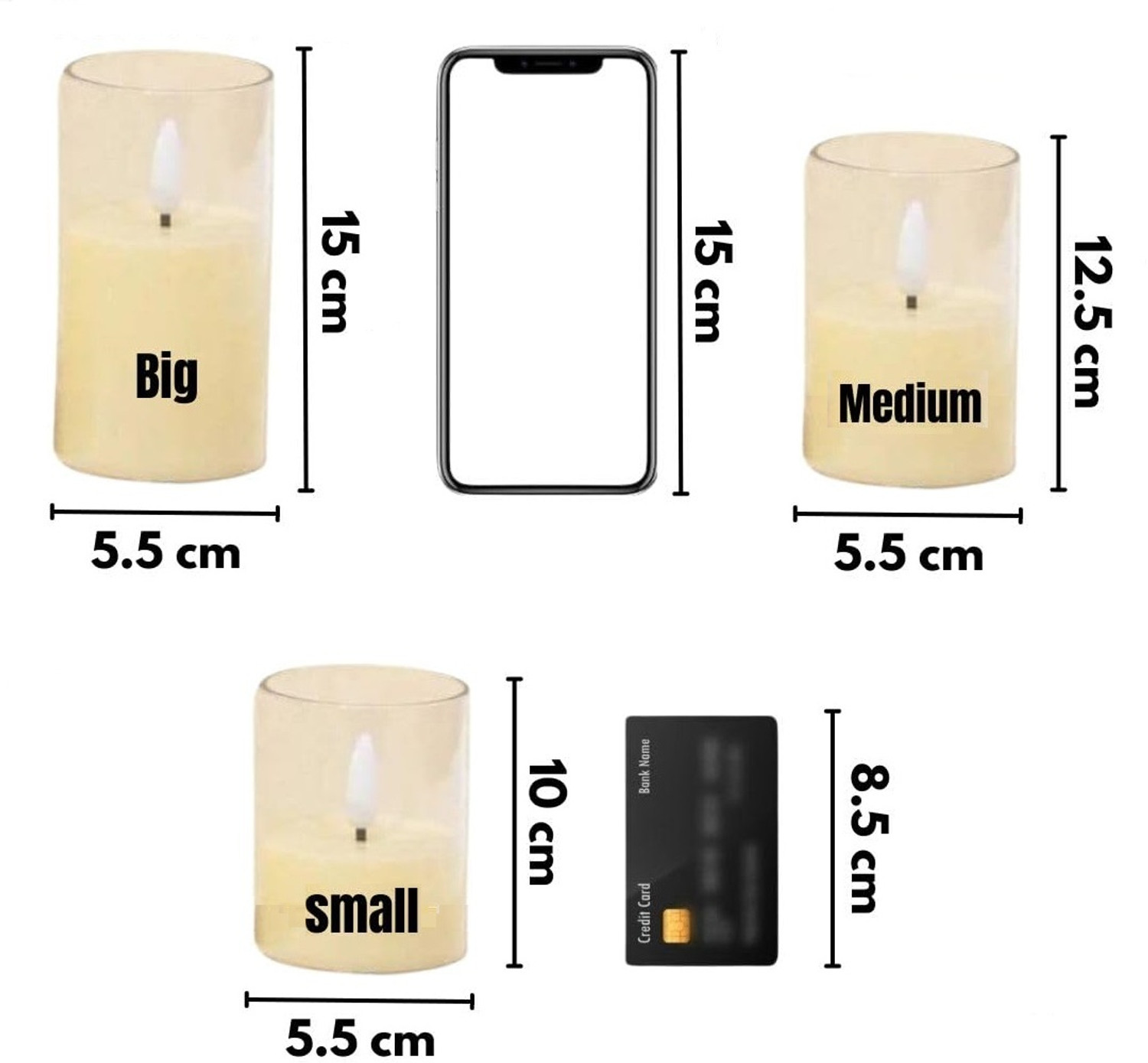 Image of xenith Flameless Smokeless Tea Light Candles for Diwali Room Festive Decor (Set of 3) Candle