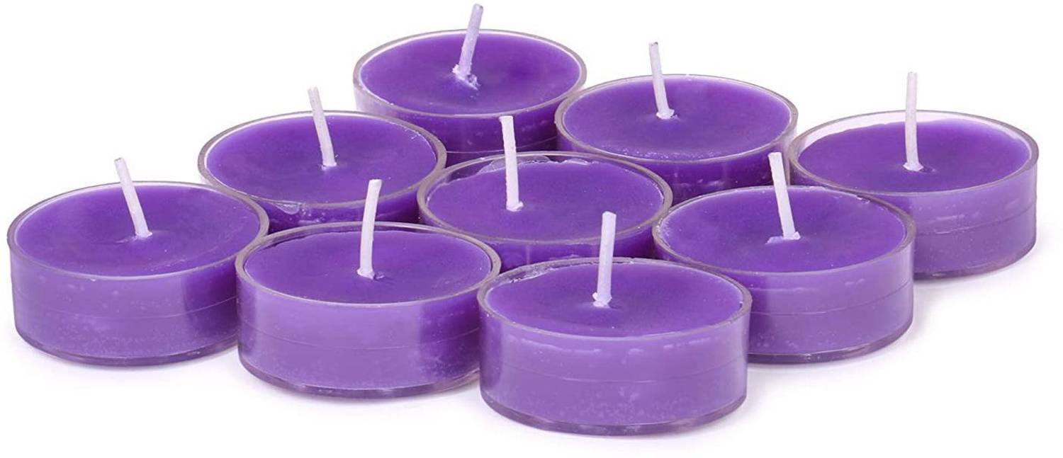 AKH69 Lavender Smokeless Scented Acrylic Tealight Candles | Scented Acrylic Tealight Candle Pack of 9 for Home Decoration and Celebrations | Burning Time 3hr-4hr | Pack of 9 Candle