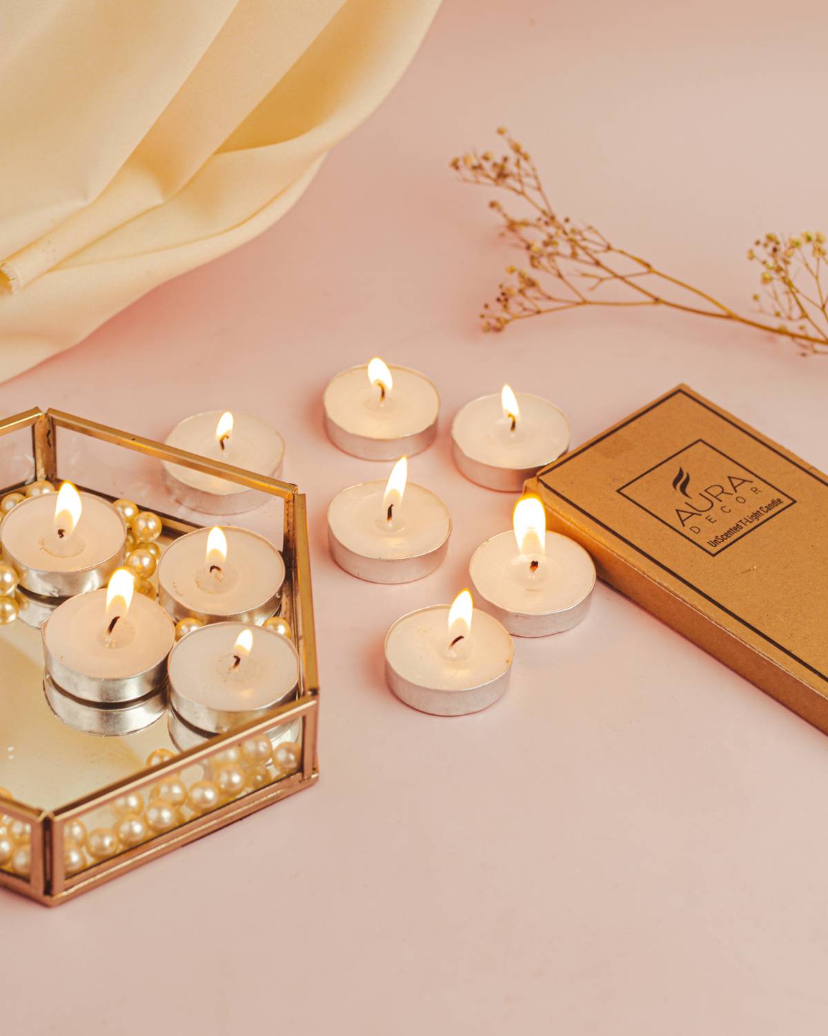 AuraDecor Daily Used Unscented Tealight Candle Burning Time Approx 3 Hour Pack of 10. Candle