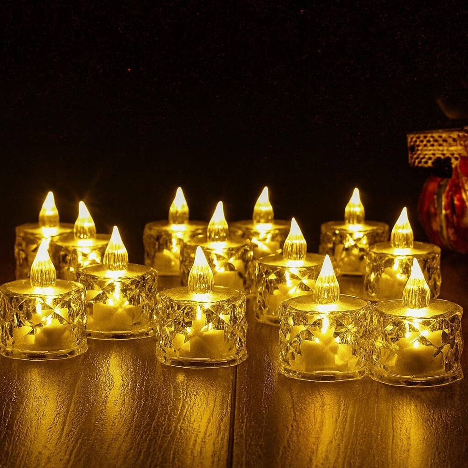 Image of Drisona' Flameless & Smokeless Transparent Acrylic Diamond Cut Design Led Tea Light Candle