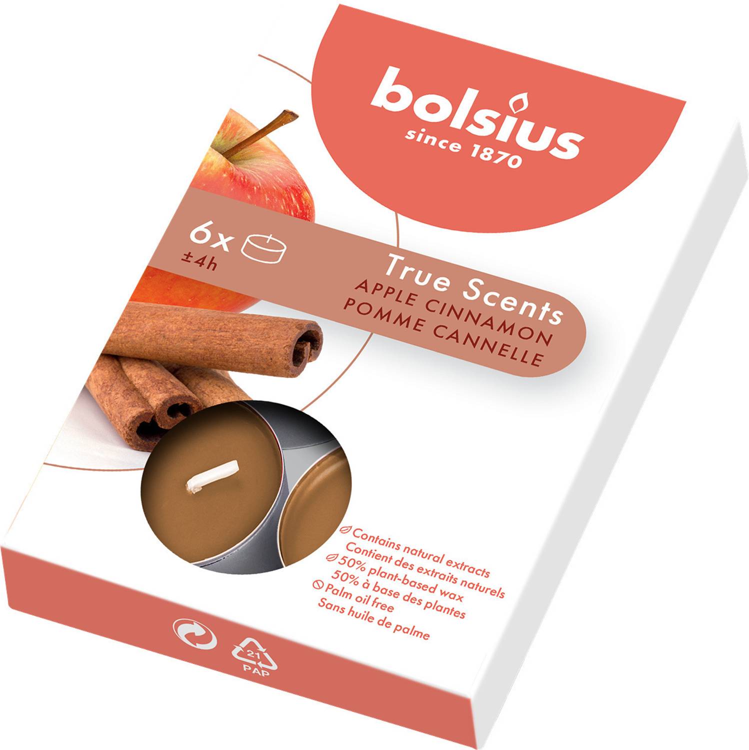 Bolsius Tealights 4hr box 6 TRUE SCENTS Candle