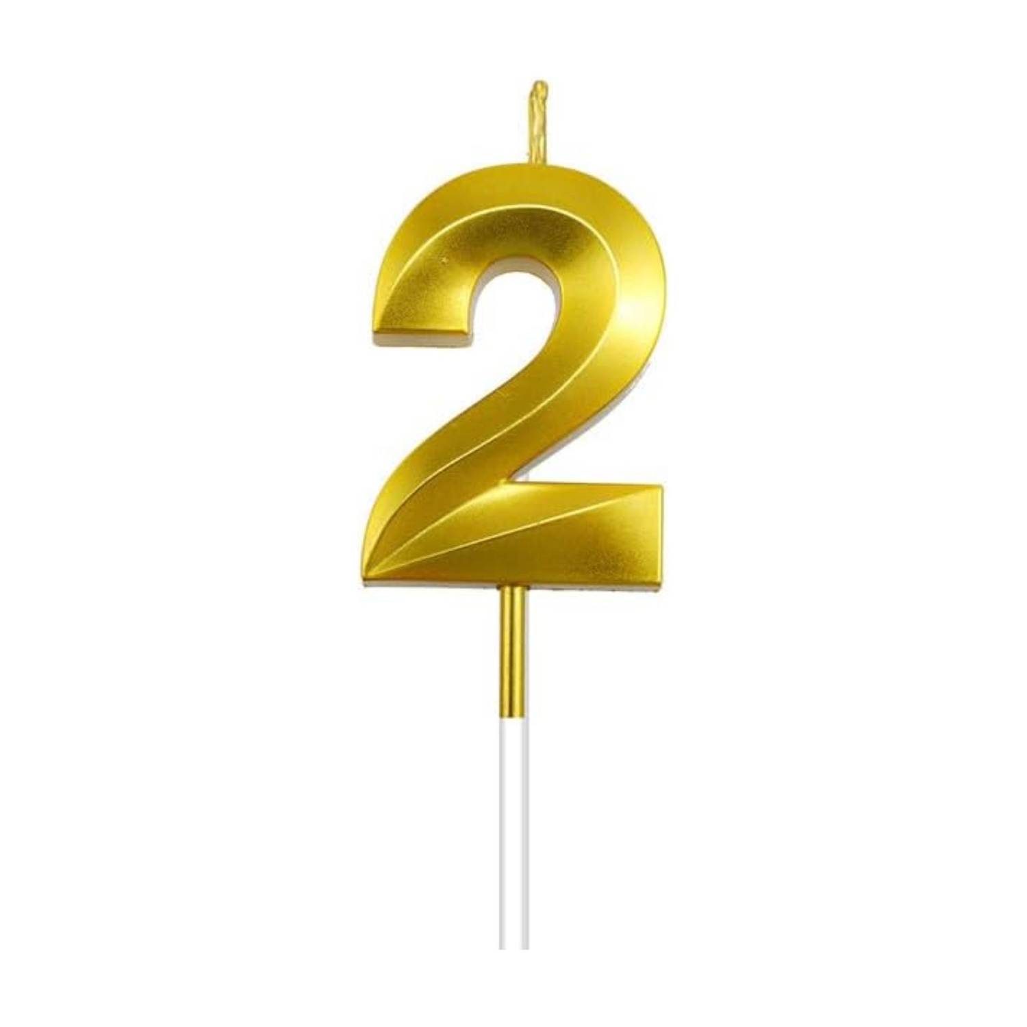 Abibo Gold Number 2 Candle - Ideal for Birthdays and Anniversaries Candle