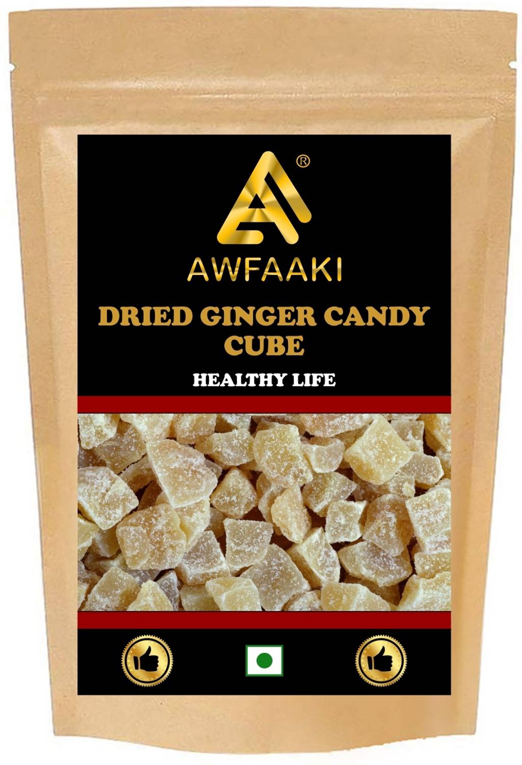 AWFAAKI DRIED GINGER CANDY / DEHYDRATED GINGER CUBES / DRIED GINGER CUBES GINGER Candy