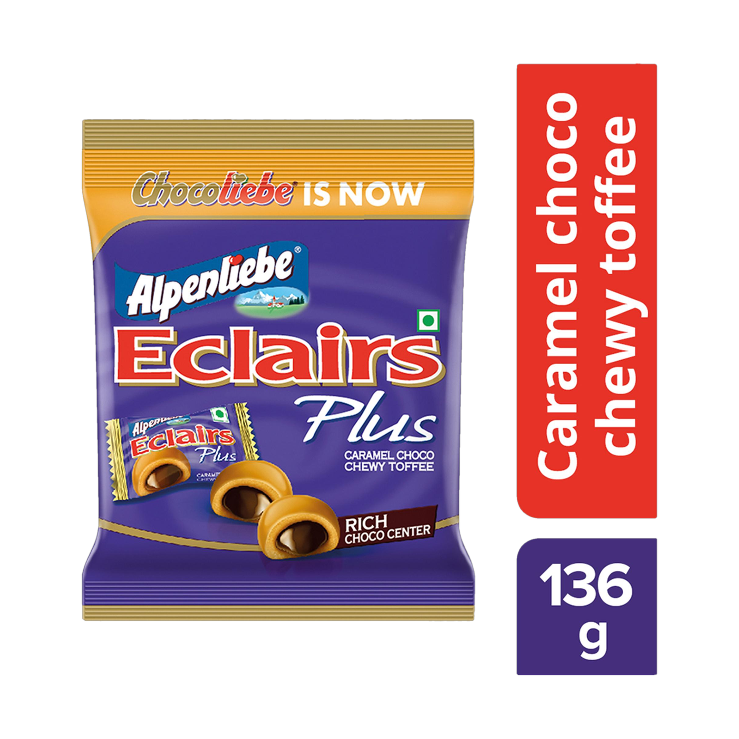 Alpenliebe Eclairs Plus Choco Caramel Candy 136 g|40units Choco Caramel Toffee