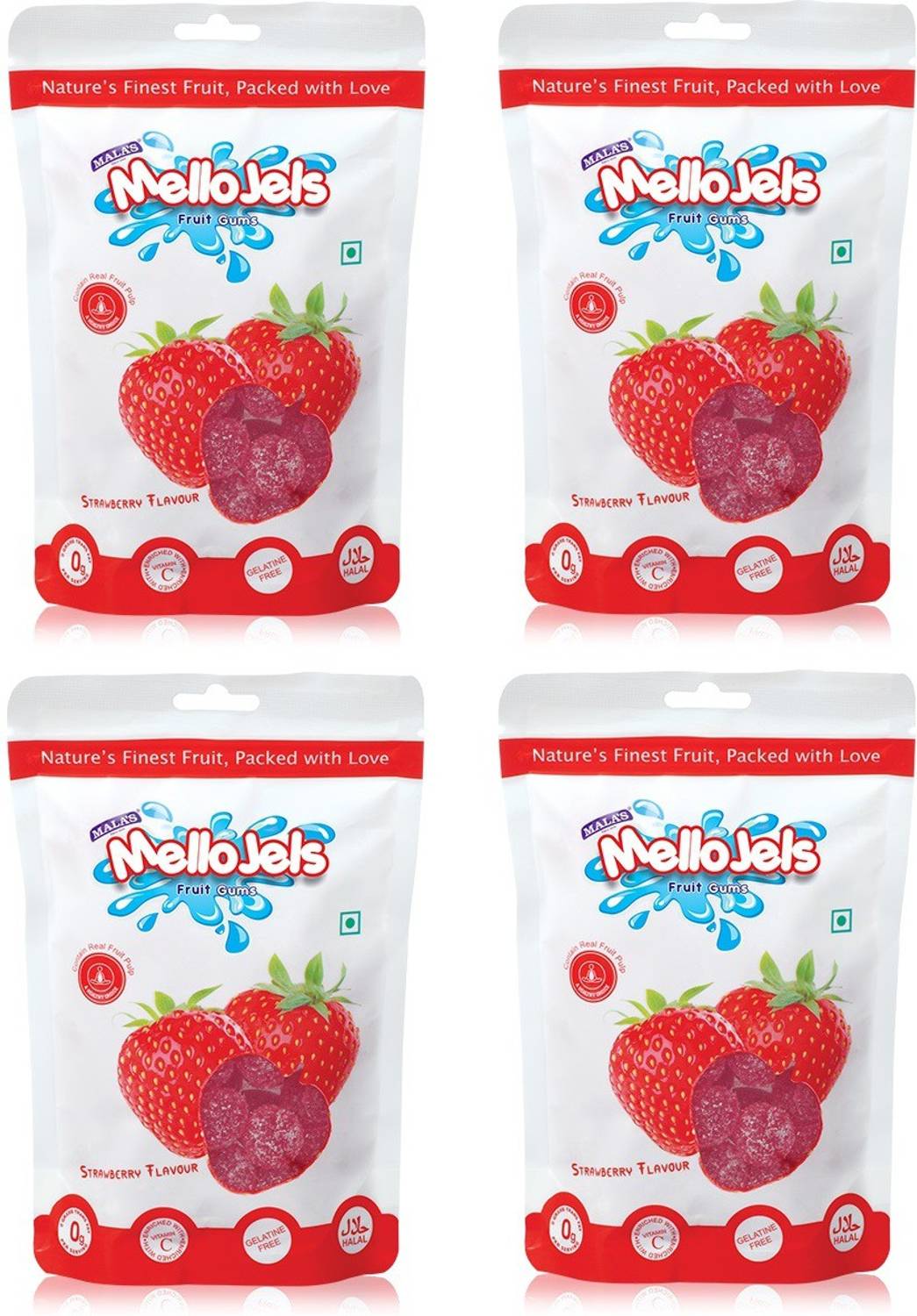Mala's MelloJels Fruit Gums (150g X4) (600g) Strawberry Jelly