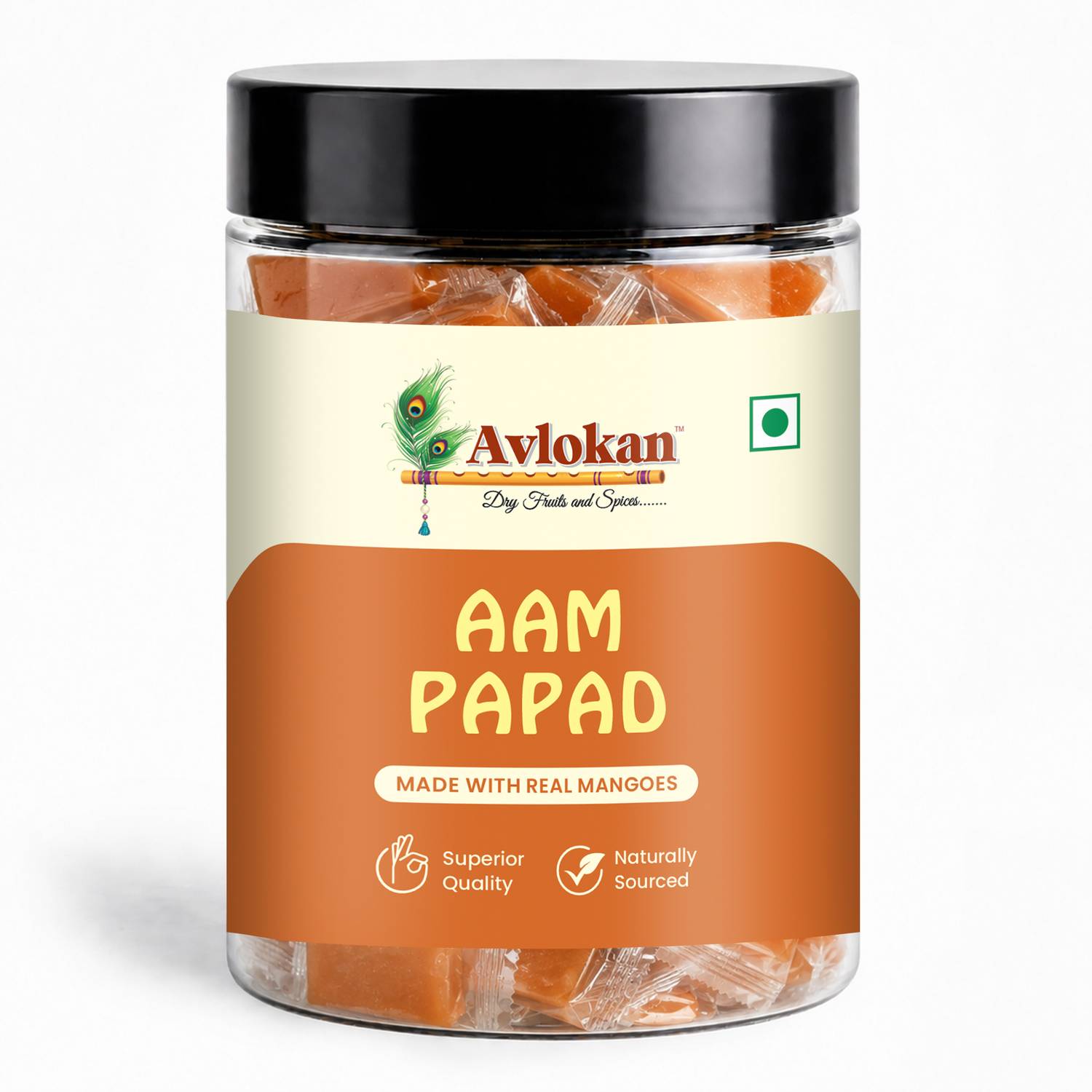 Avlokan Healthy Fruit Snack Aamras Papad Slice Khatta Mitha Mango Papad Ratnagiri mango Mouth Freshener