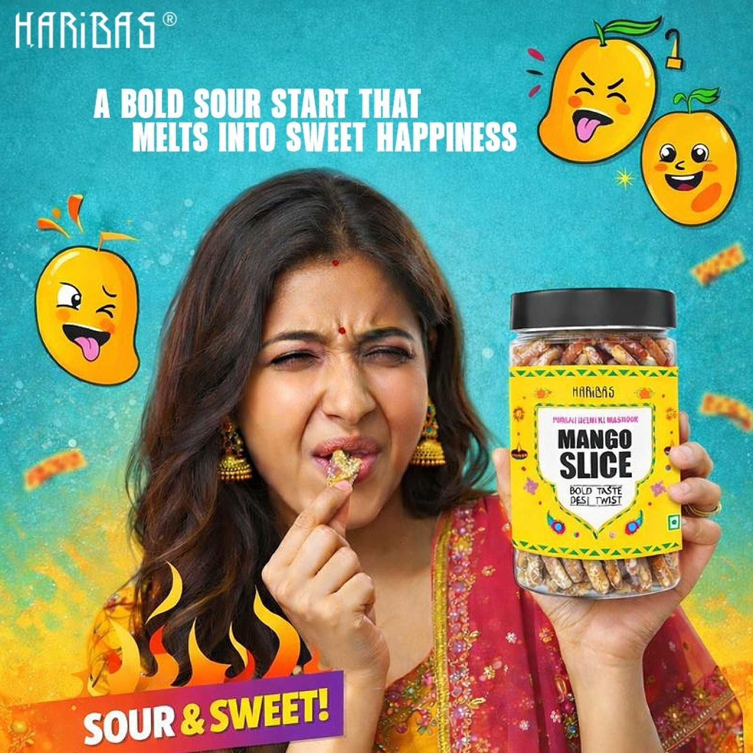 Image of HARIBAS Mango Slice 300g |Sweet & Tangy Aam Slice | Traditional Desi Treat Mango Sour Candy