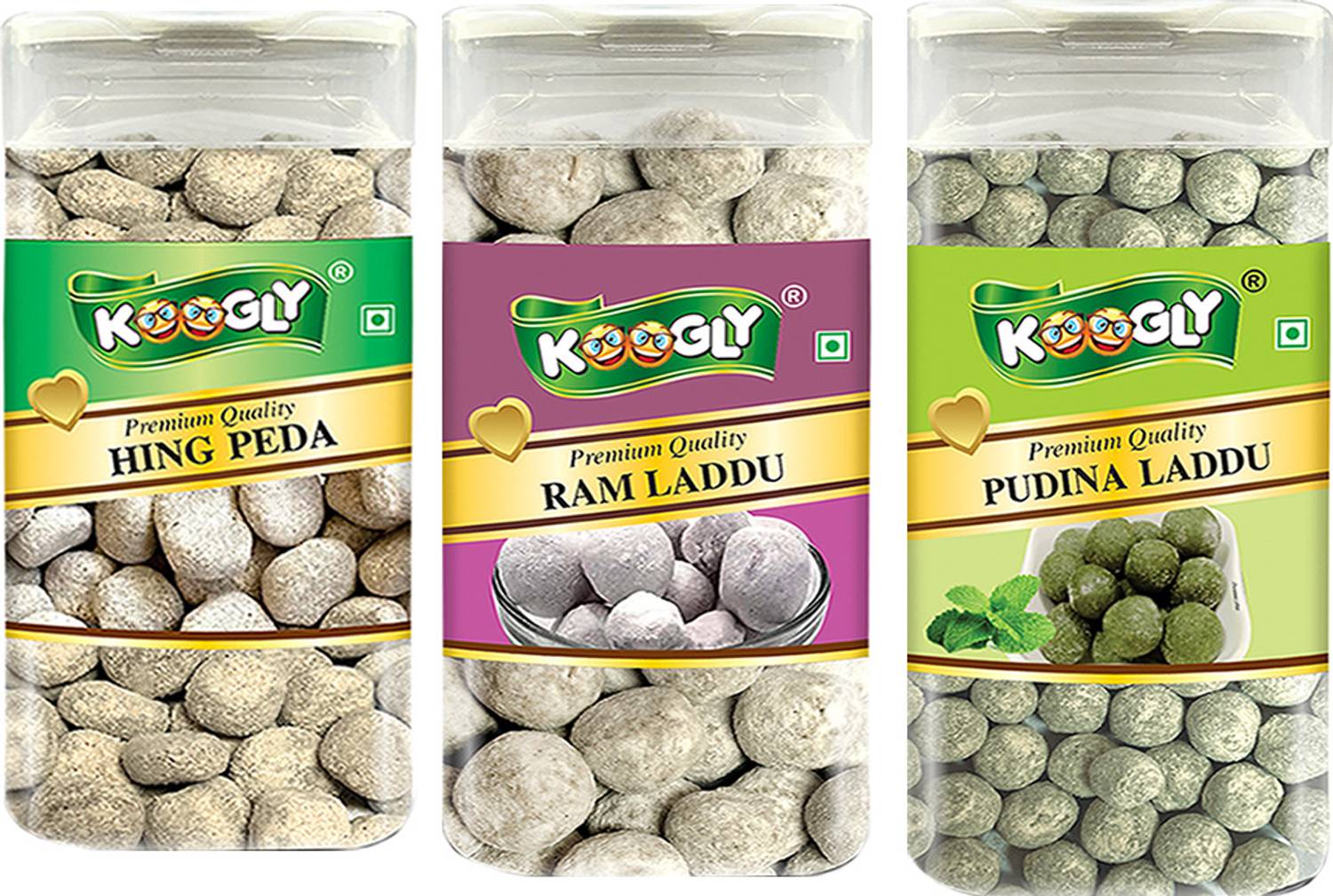 Koogly Premium Quality After Meal Digestive Hing Peda, Ram laddu, Pudina laddu Candy