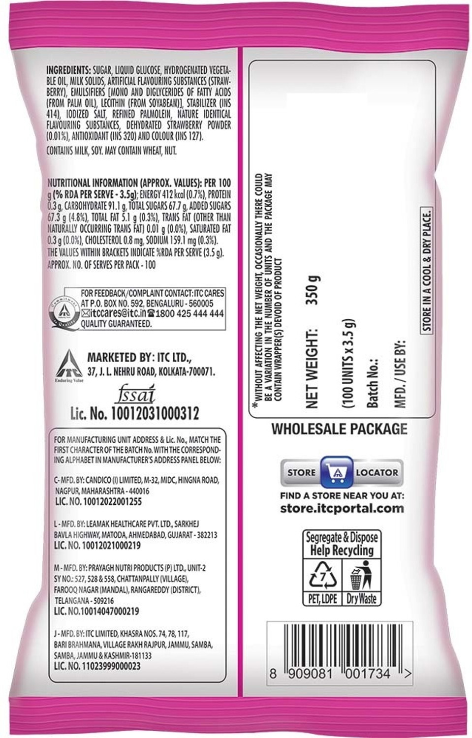 Image of Candyman Toffichoo Strawberry Strawberry Candy 350 g|100units Strawberry Candy