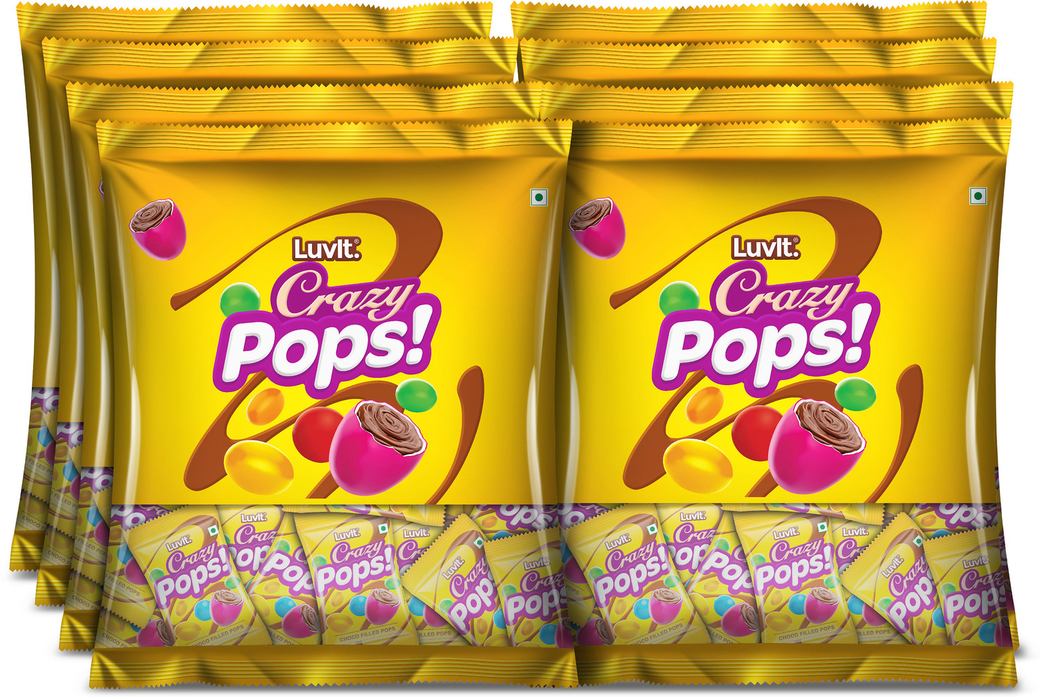 Image of LuvIt CrazyPops | Button Shaped Treats Chocolate Skittles