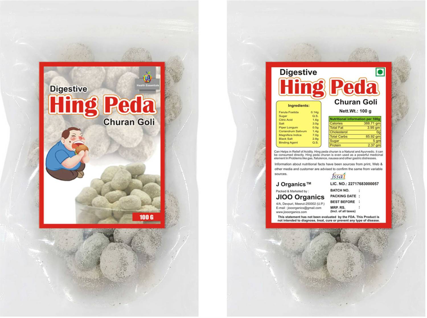 Jioo Organics Hing Peda Mukhwas | Hing Tikki Sweet Mouth Freshener
