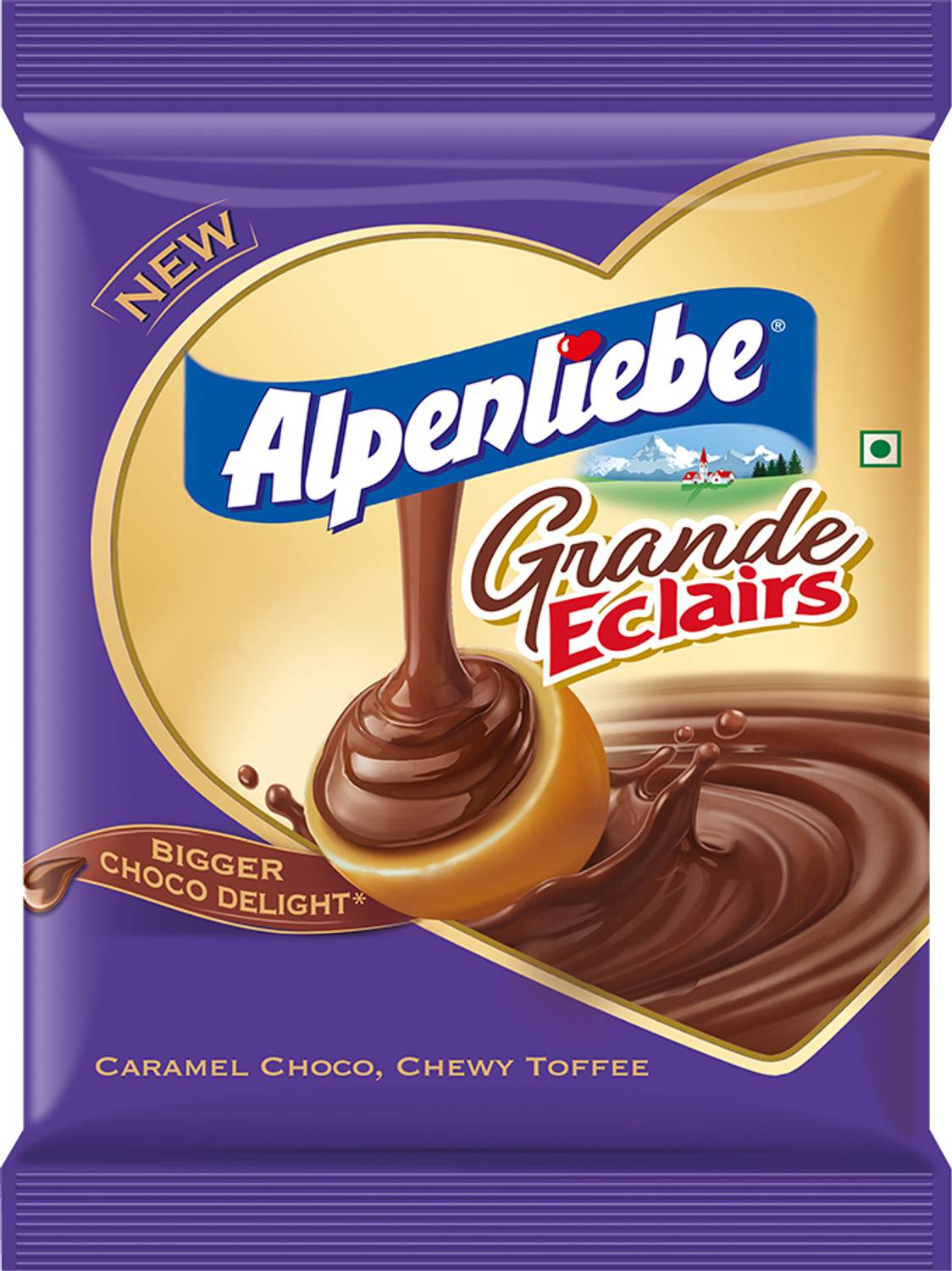 Alpenliebe Grande Eclairs Caramel Choco, Chewy Toffee Chocolate Candy