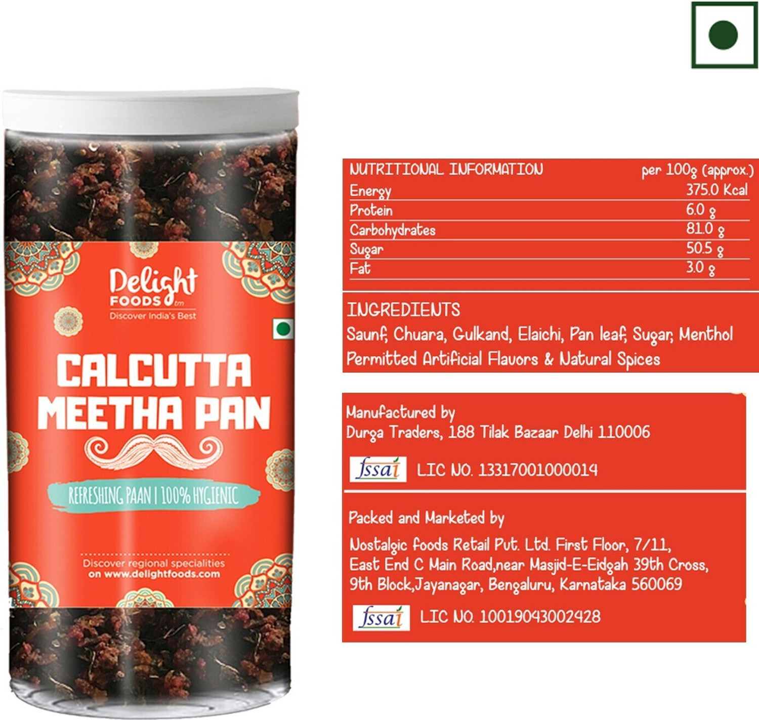 Image of Delight Foods Calcutta Sweet Paan Mouth Freshener